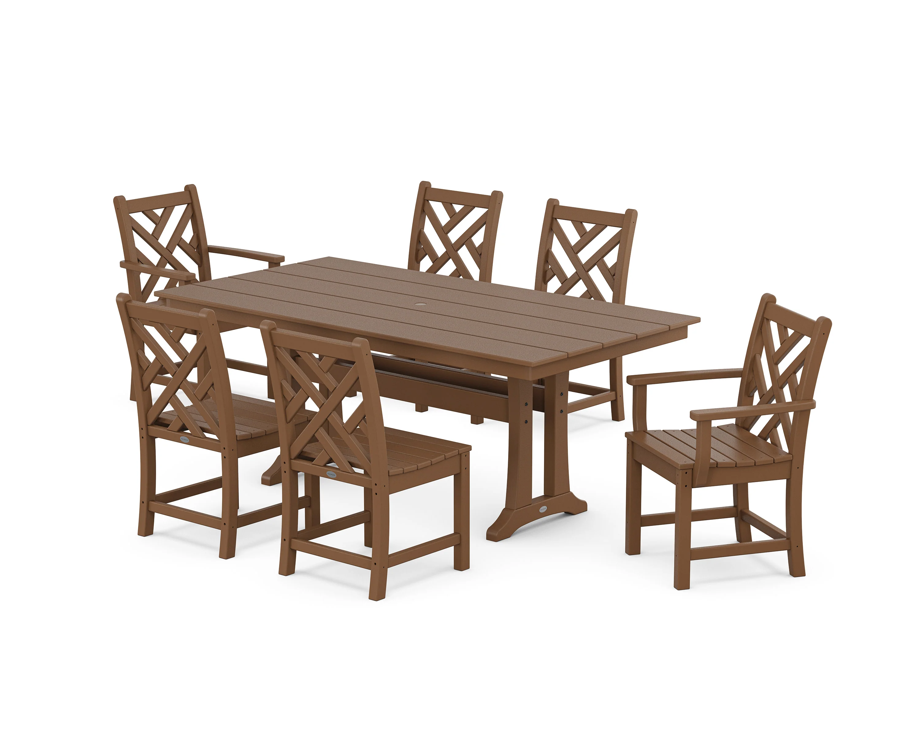 Chippendale 7-Piece Farmhouse Trestle Dining Set - Image 4