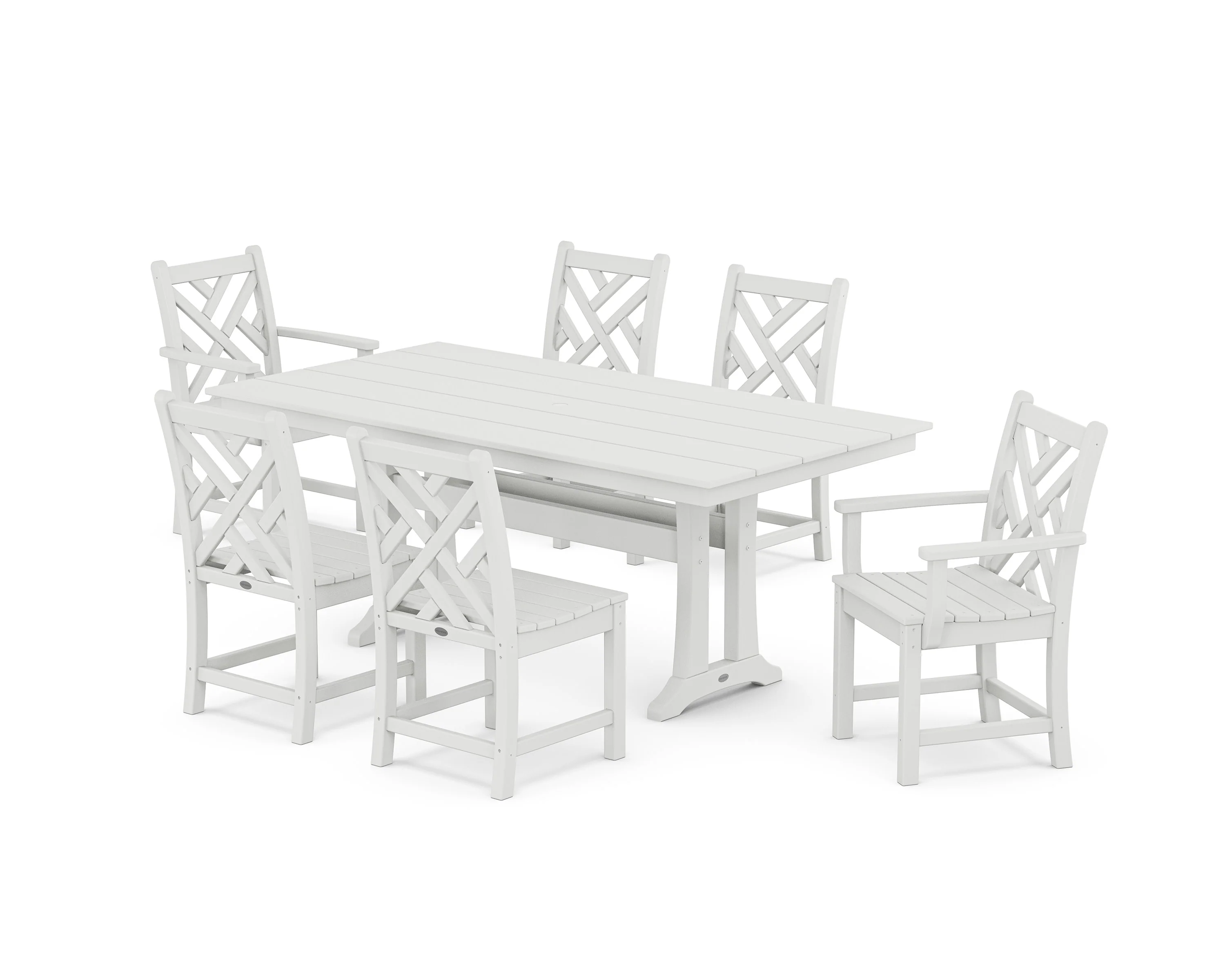 Chippendale 7-Piece Farmhouse Trestle Dining Set - Image 5
