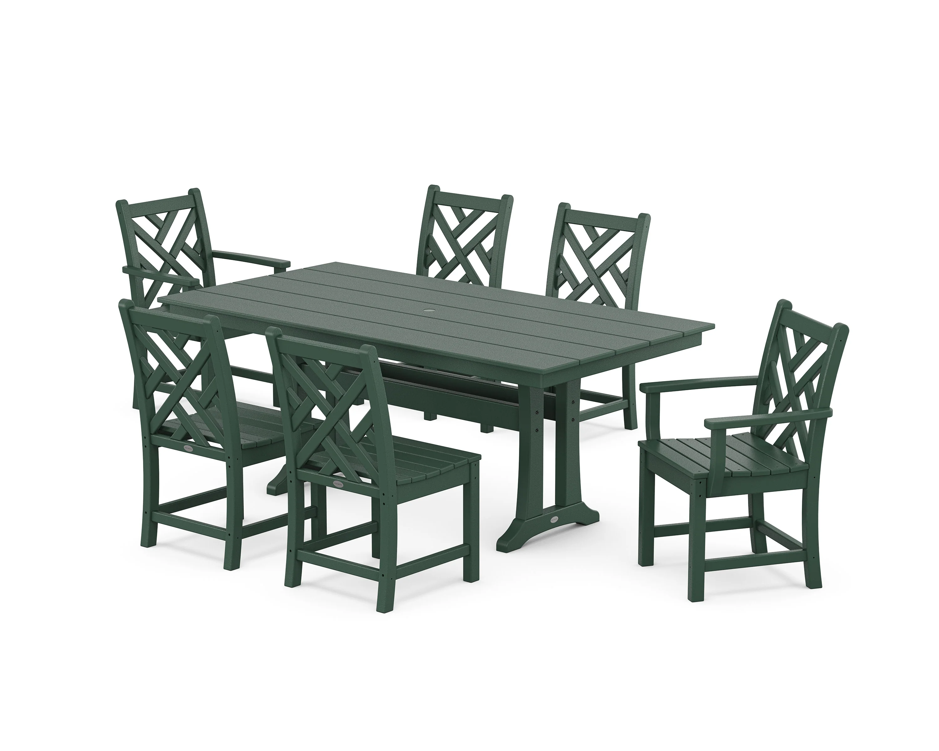 Chippendale 7-Piece Farmhouse Trestle Dining Set - Image 7