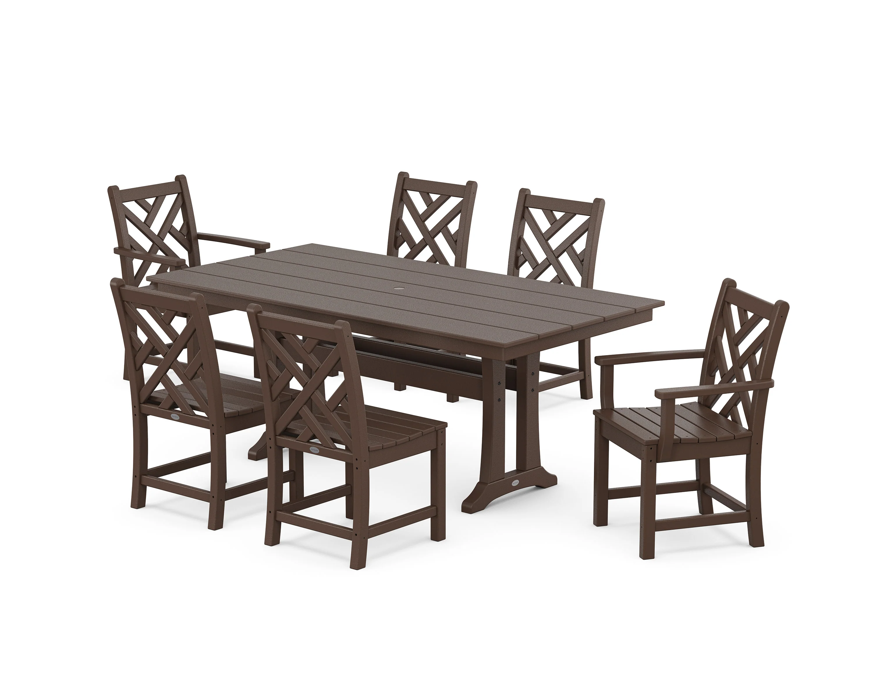 Chippendale 7-Piece Farmhouse Trestle Dining Set - Image 8