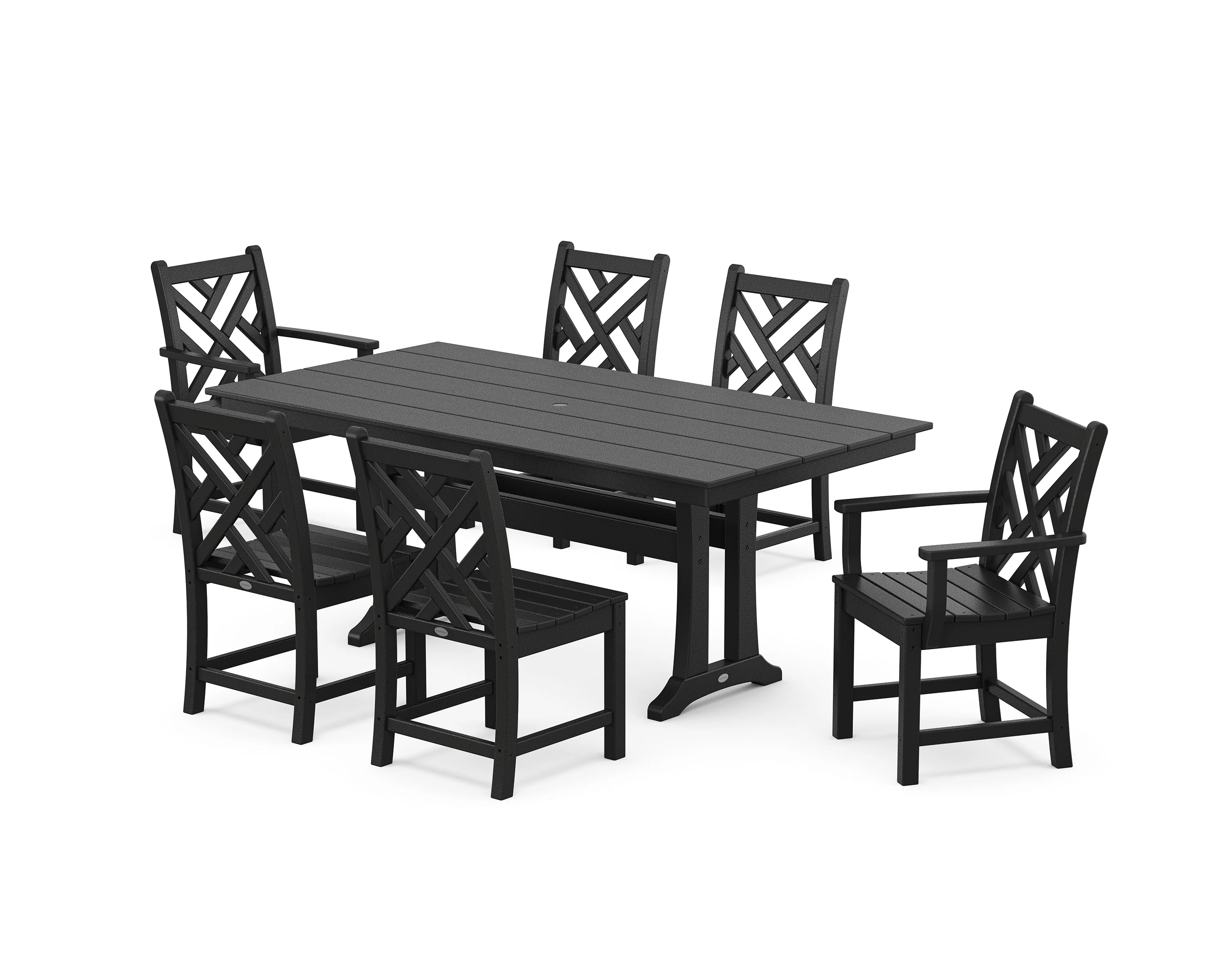 Chippendale 7-Piece Farmhouse Trestle Dining Set - Image 9