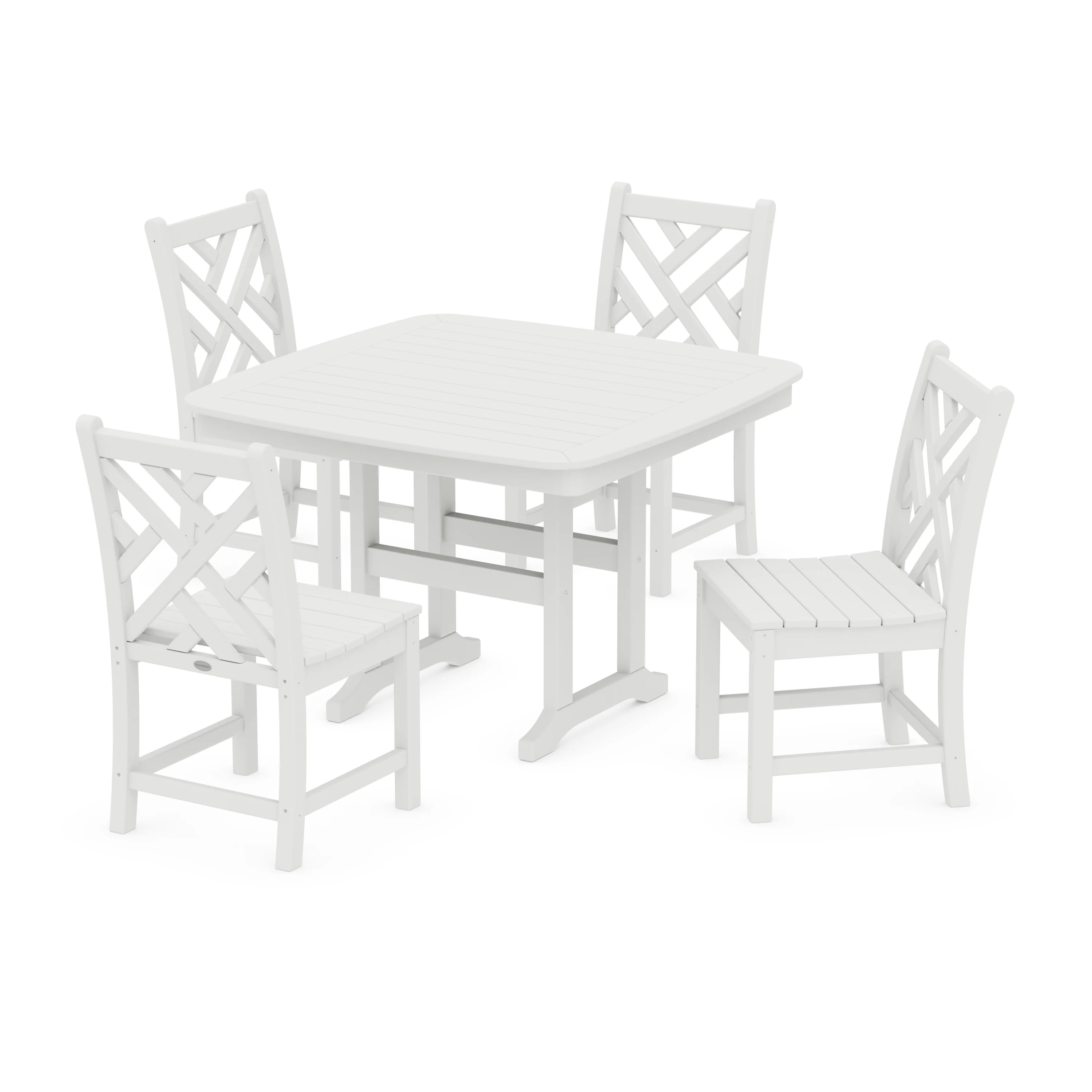 Chippendale Side Chair 5-Piece Dining Set with Trestle Legs - Image 7