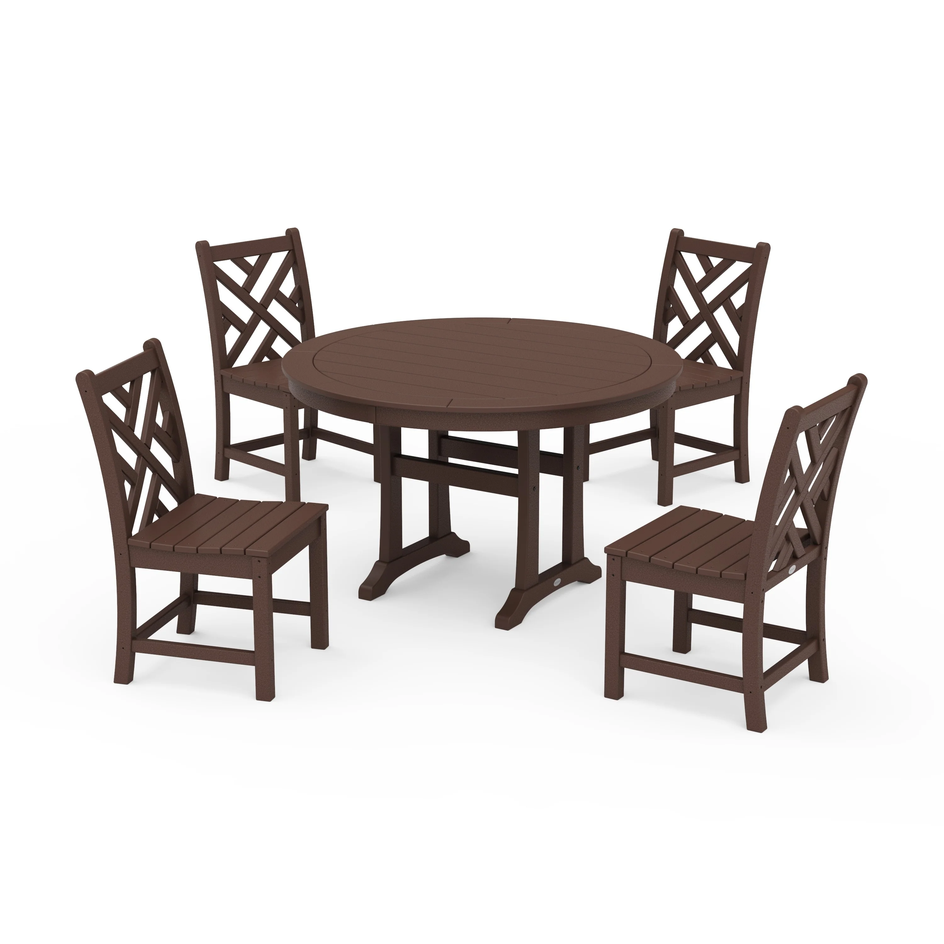 Chippendale Side Chair 5-Piece Round Dining Set With Trestle Legs - Image 4