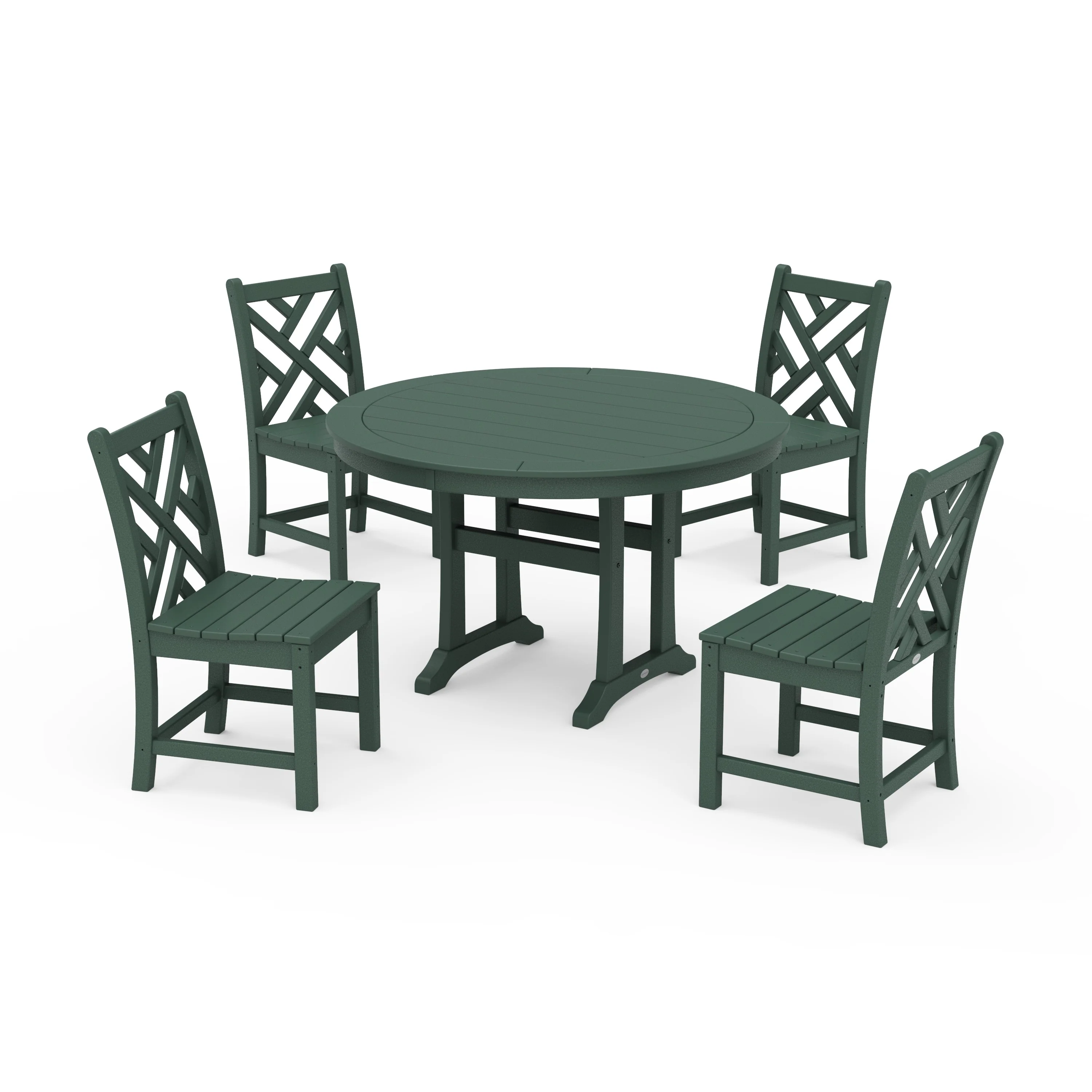 Chippendale Side Chair 5-Piece Round Dining Set With Trestle Legs - Image 5