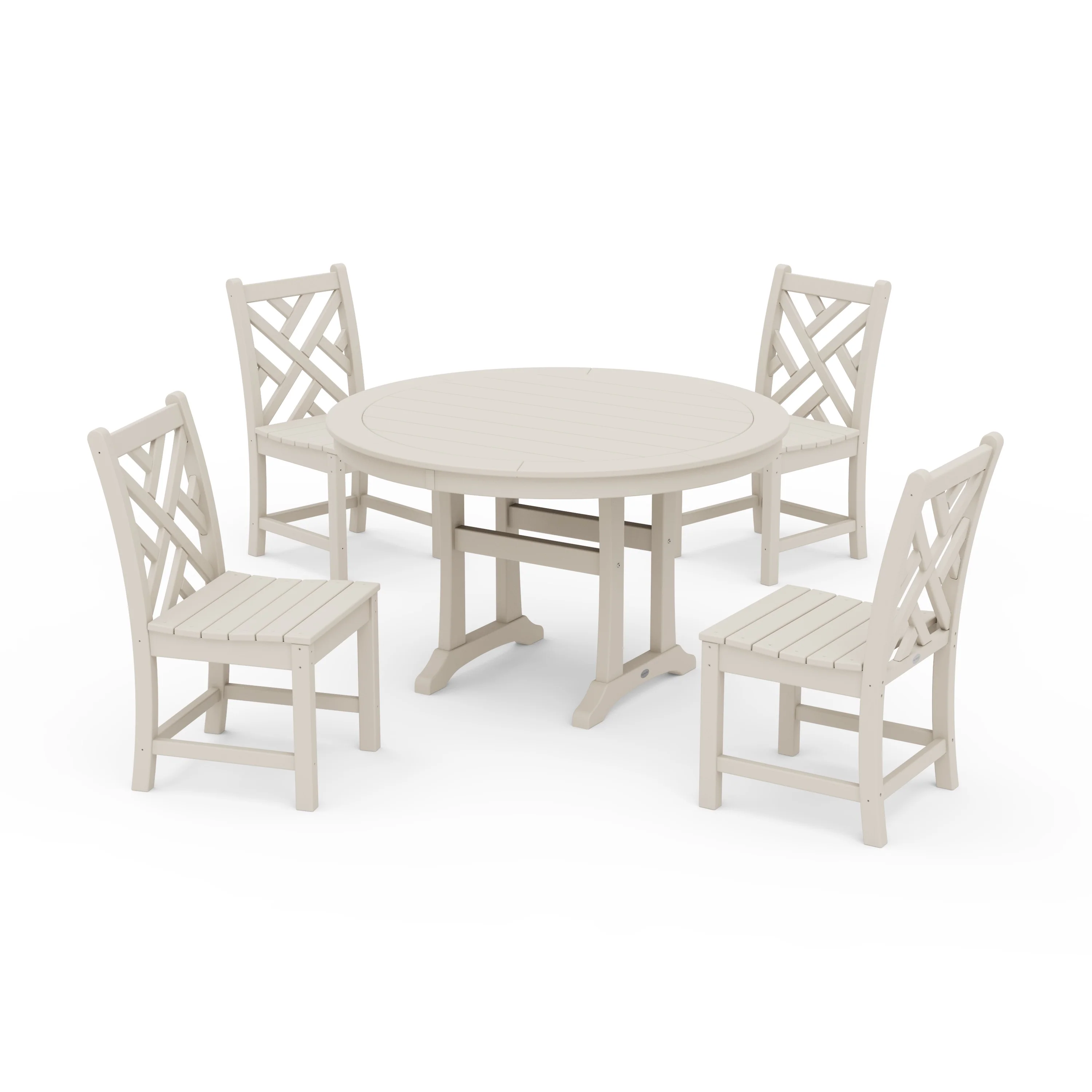 Chippendale Side Chair 5-Piece Round Dining Set With Trestle Legs - Image 6