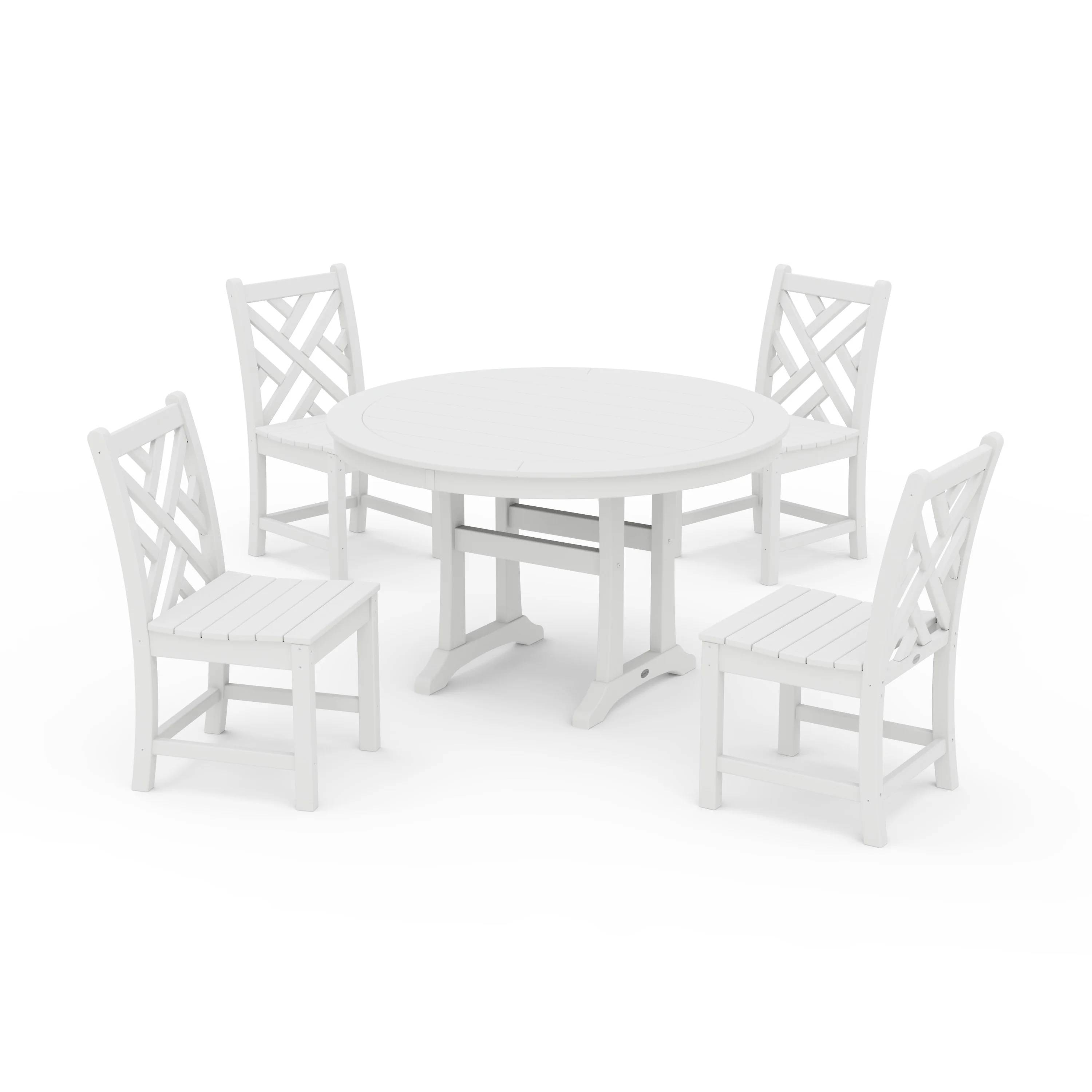 Chippendale Side Chair 5-Piece Round Dining Set With Trestle Legs - Image 7