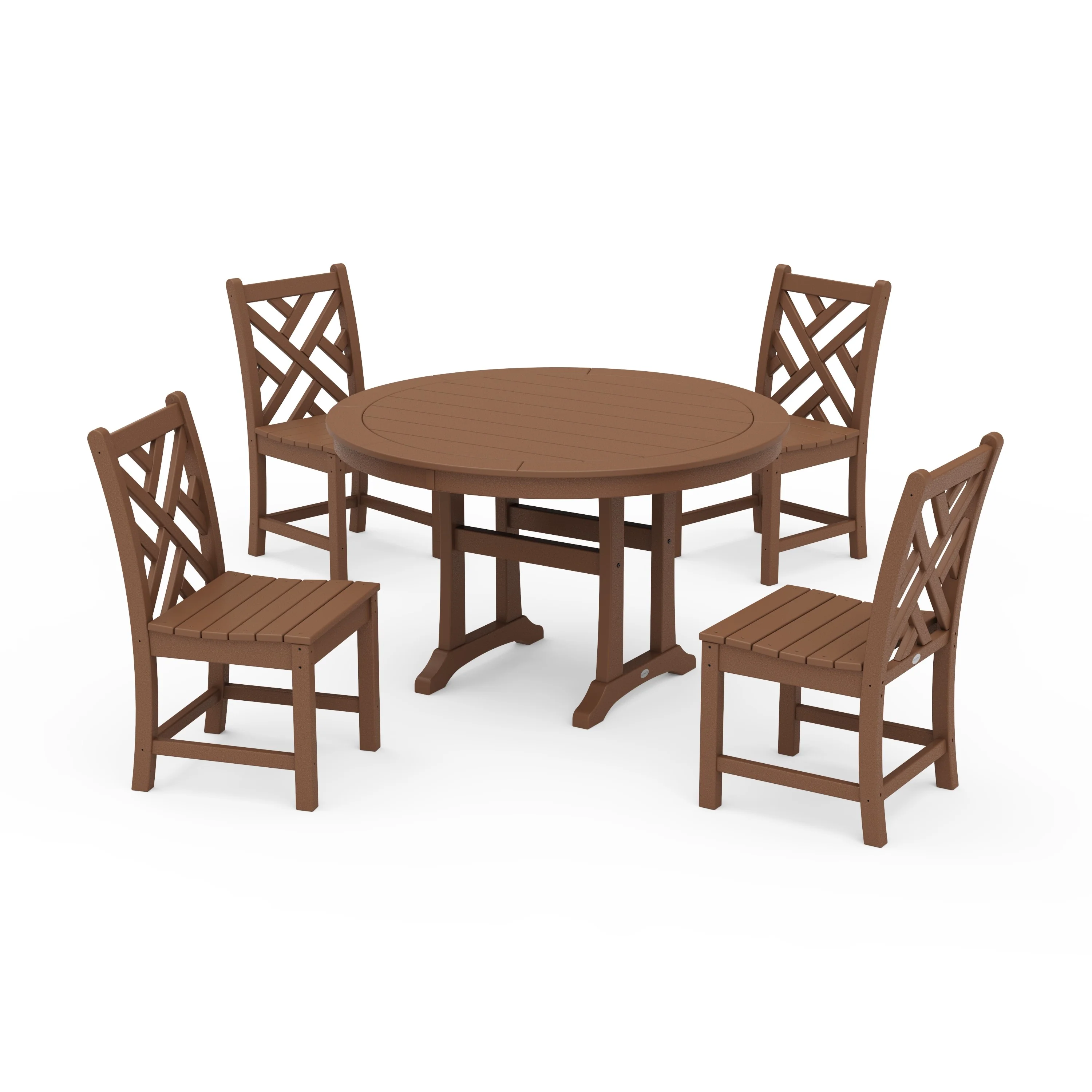 Chippendale Side Chair 5-Piece Round Dining Set With Trestle Legs - Image 8