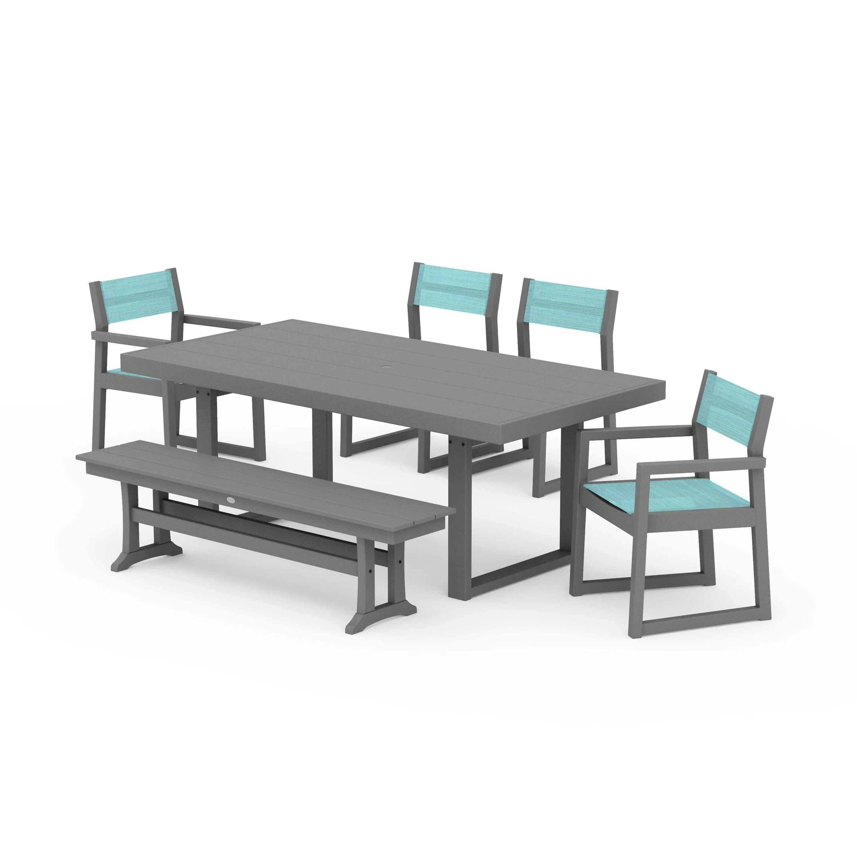 EDGE Sling 6-Piece Dining Set with Bench - Image 100
