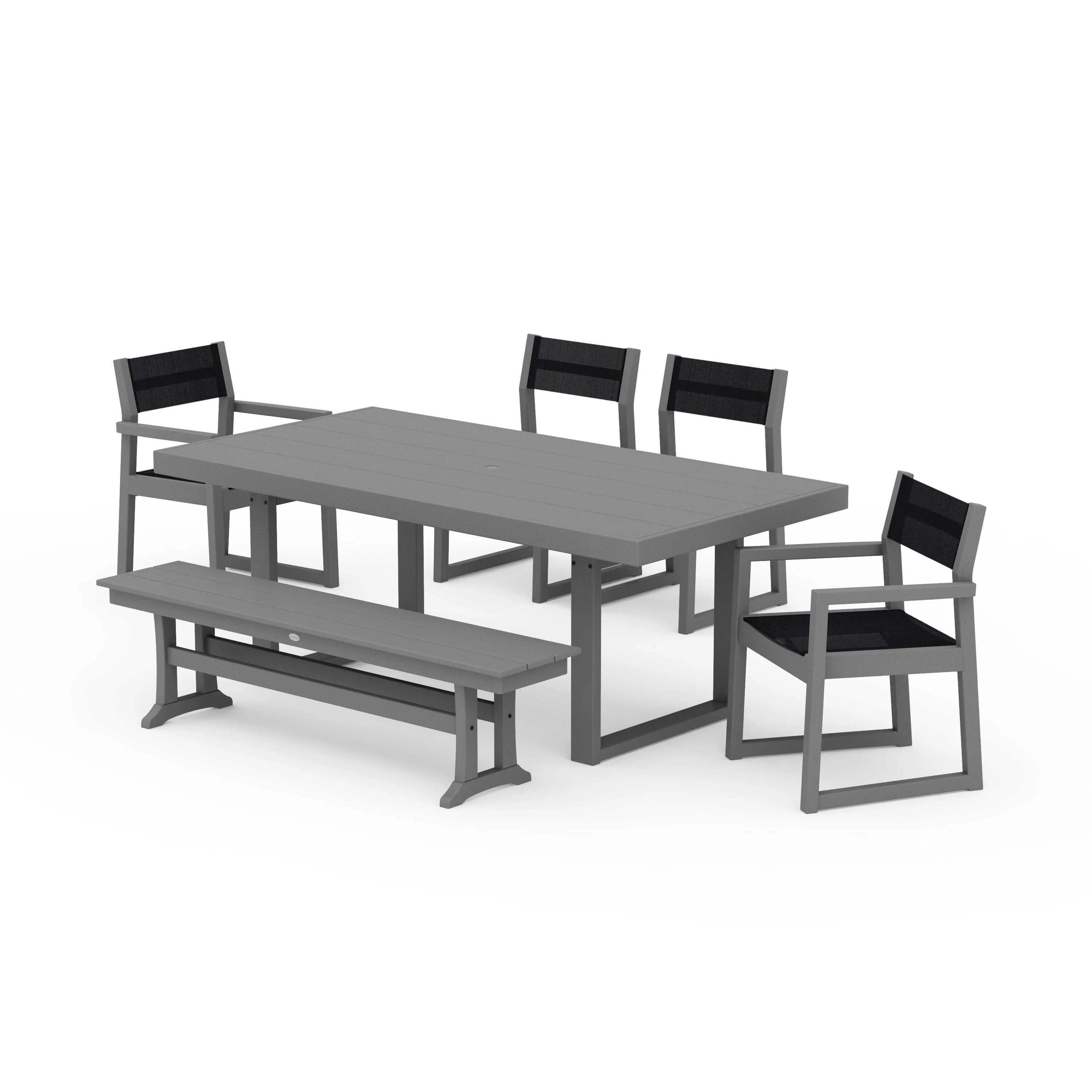 EDGE Sling 6-Piece Dining Set with Bench - Image 105