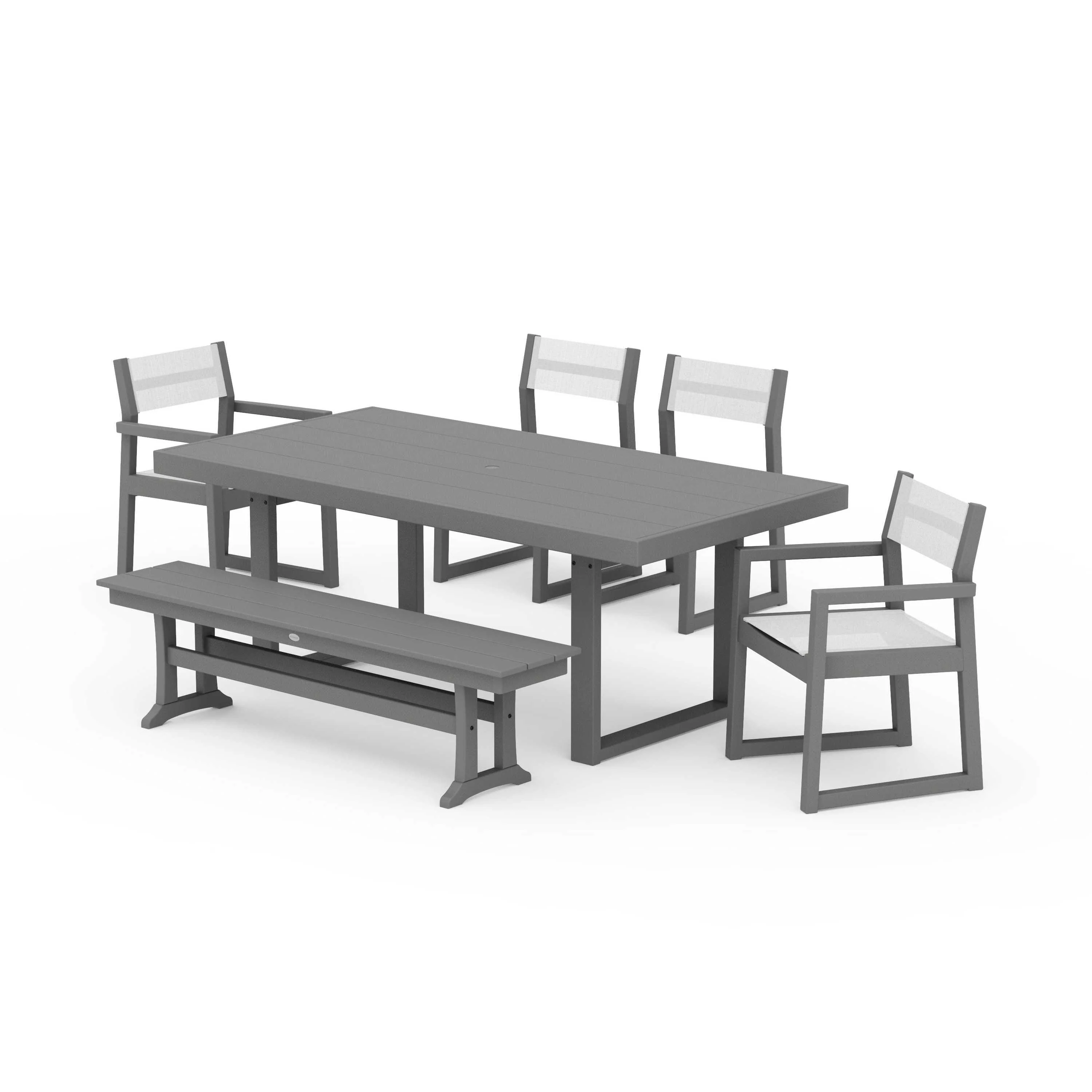 EDGE Sling 6-Piece Dining Set with Bench - Image 114