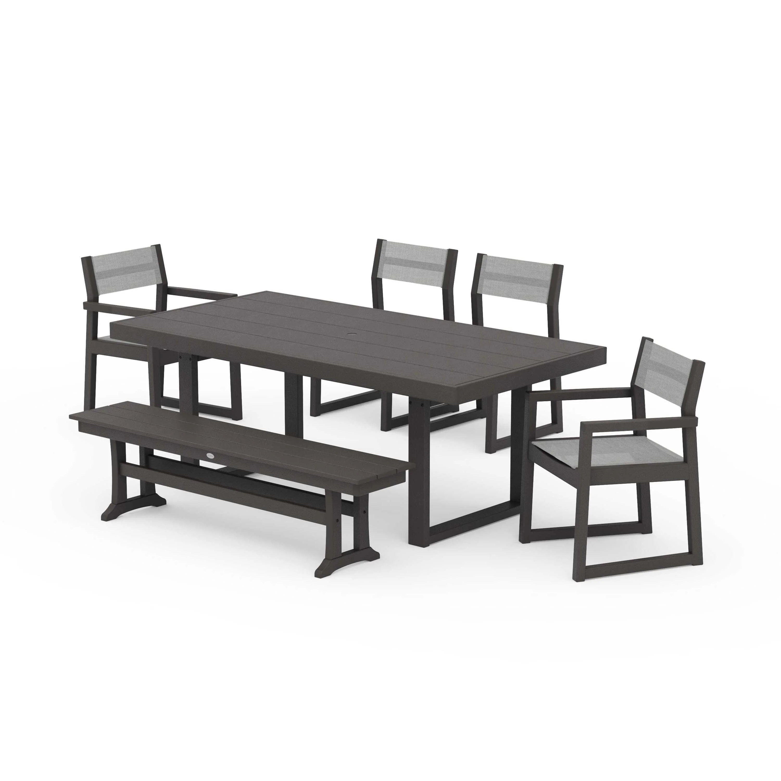 EDGE Sling 6-Piece Dining Set with Bench - Image 121