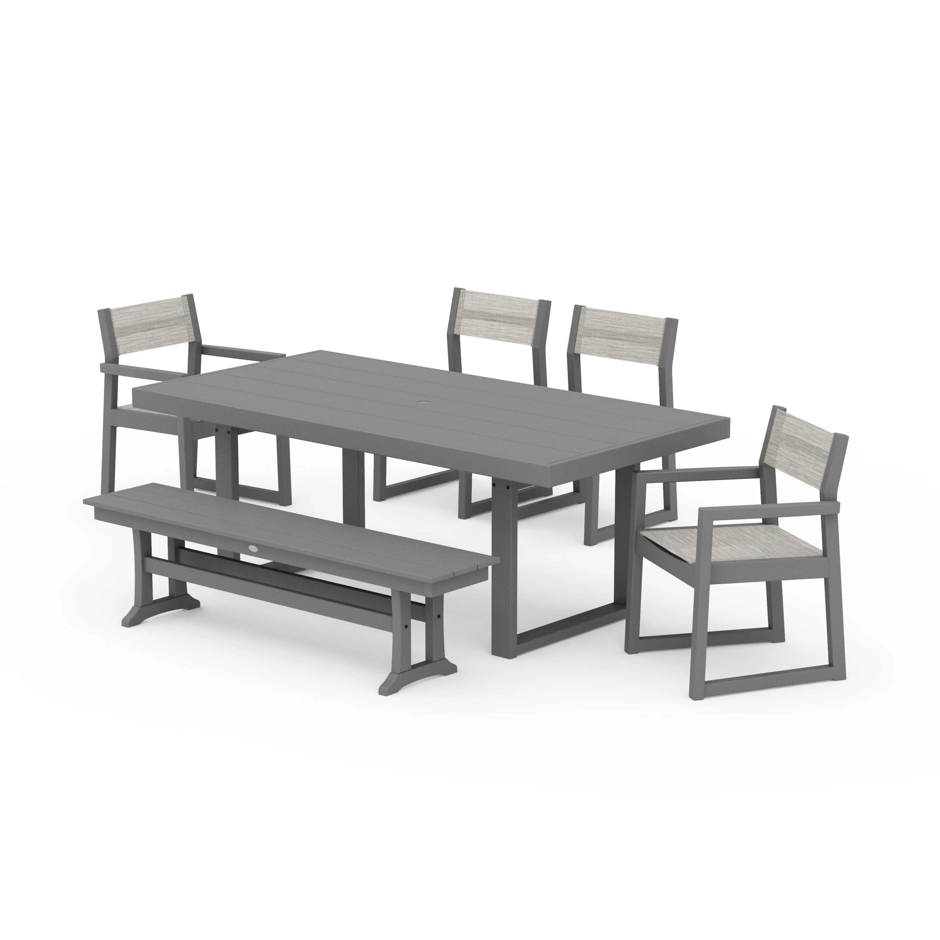 EDGE Sling 6-Piece Dining Set with Bench - Image 129