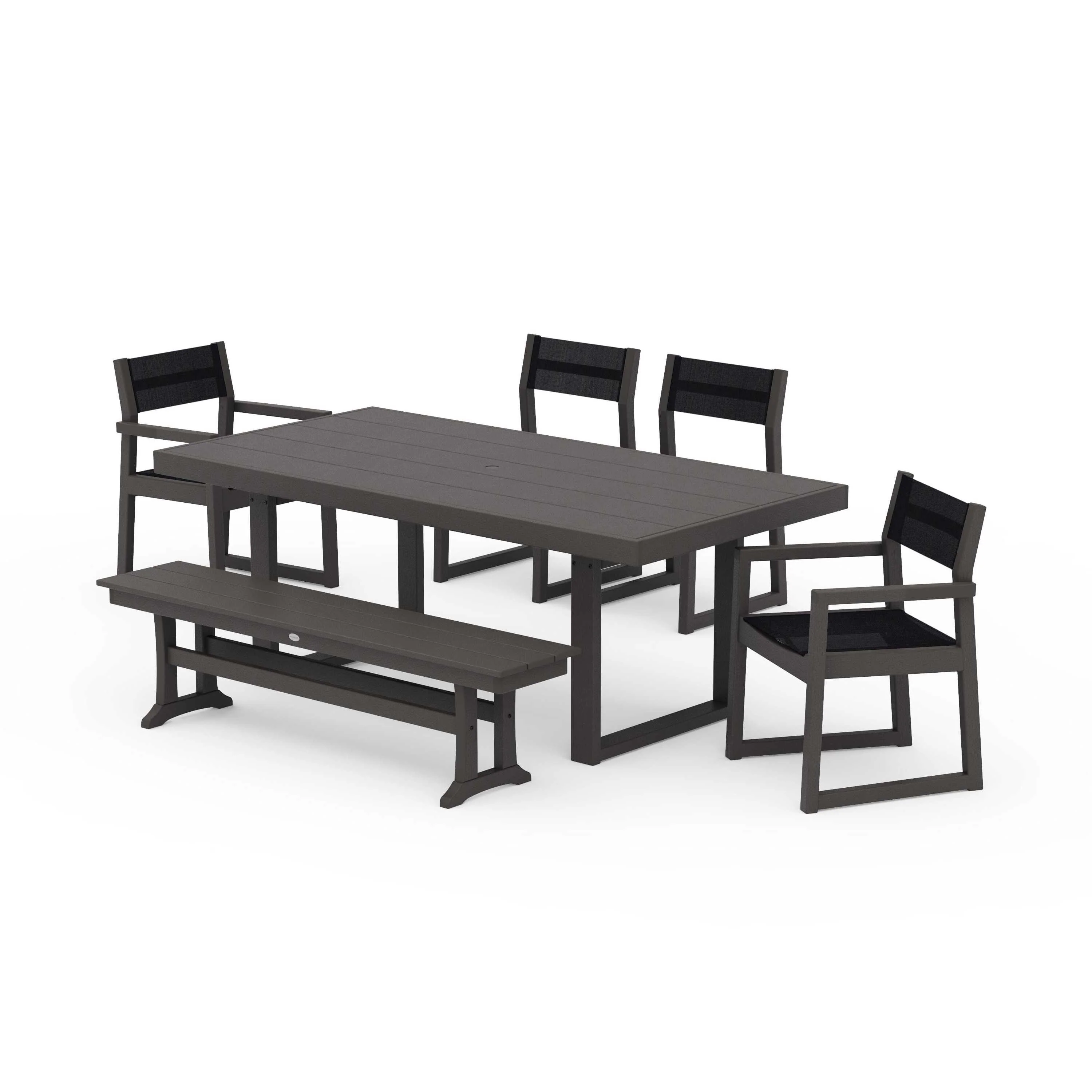 EDGE Sling 6-Piece Dining Set with Bench - Image 45