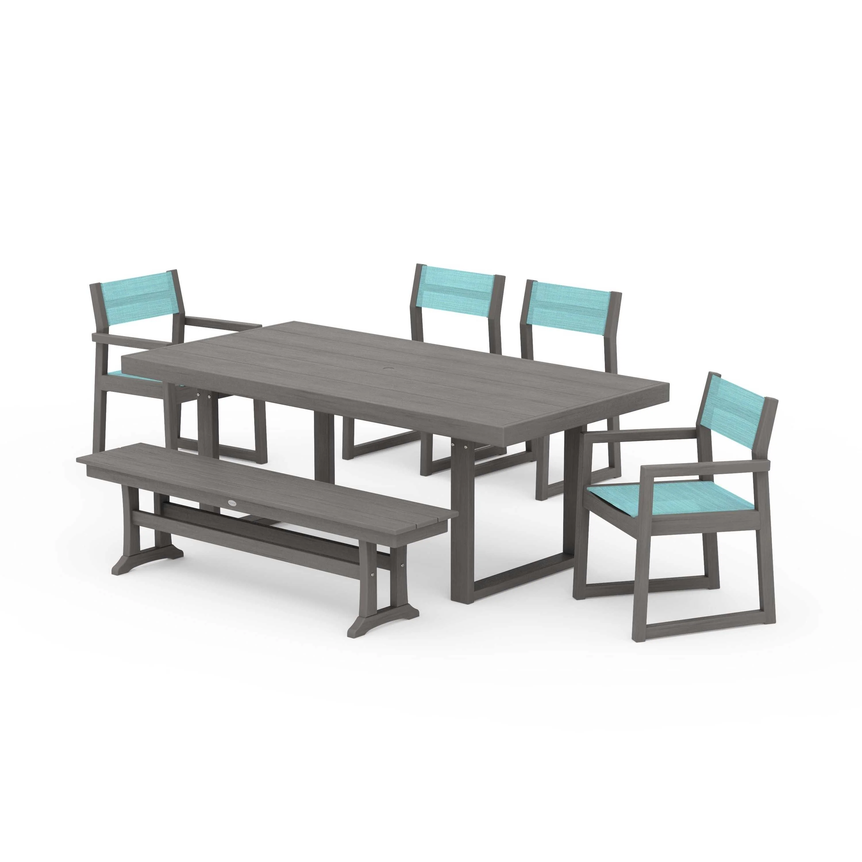 EDGE Sling 6-Piece Dining Set with Bench - Image 48