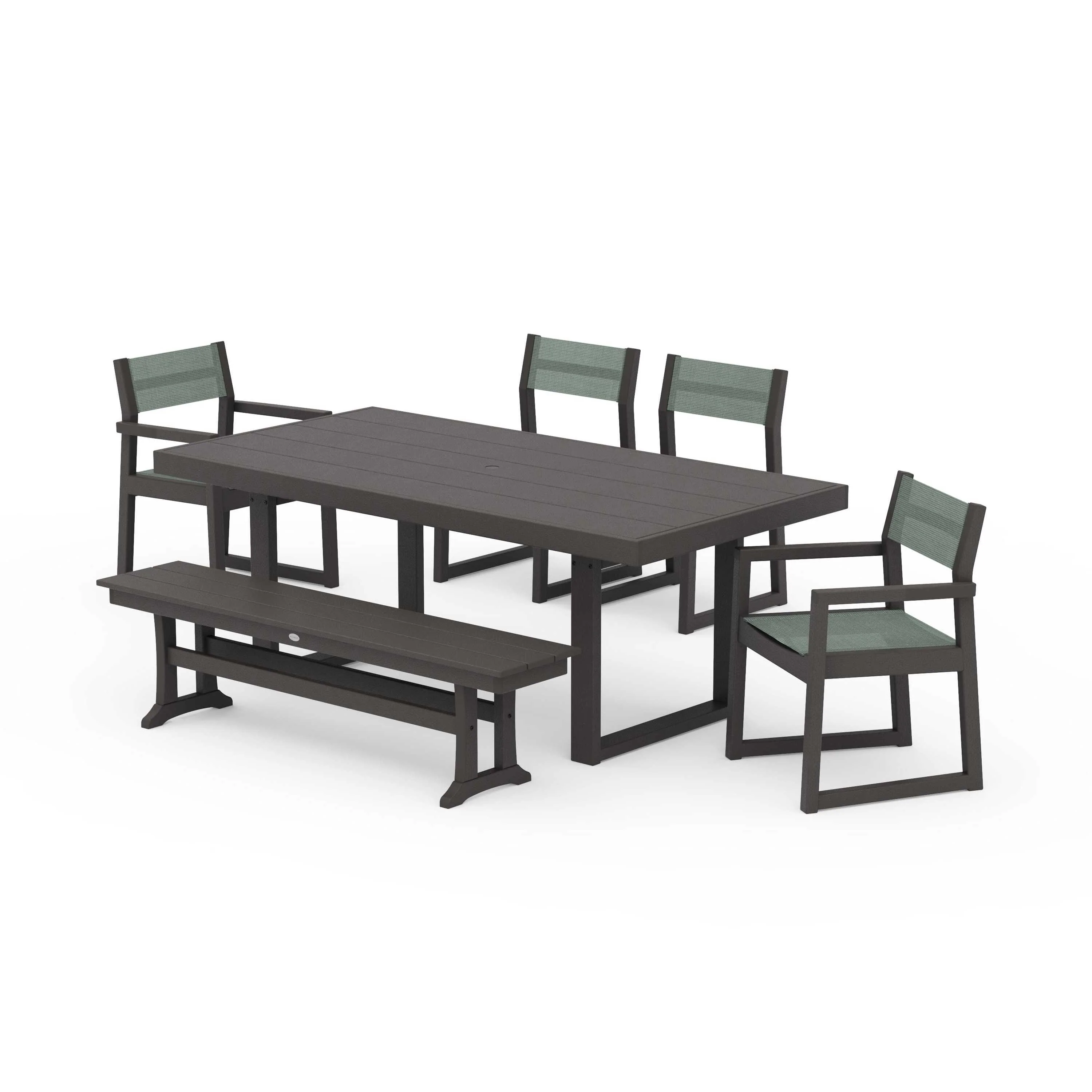 EDGE Sling 6-Piece Dining Set with Bench - Image 59