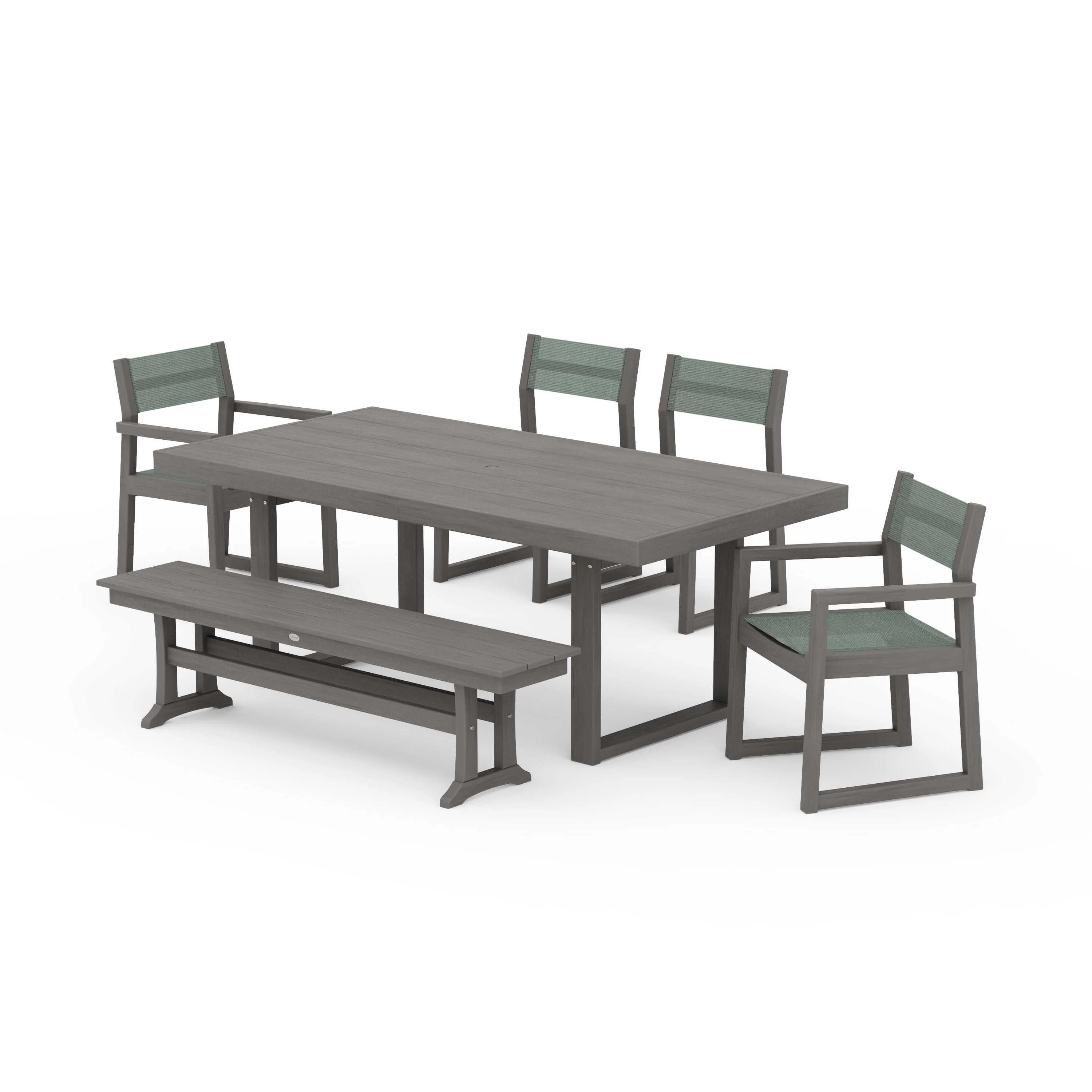 EDGE Sling 6-Piece Dining Set with Bench - Image 64