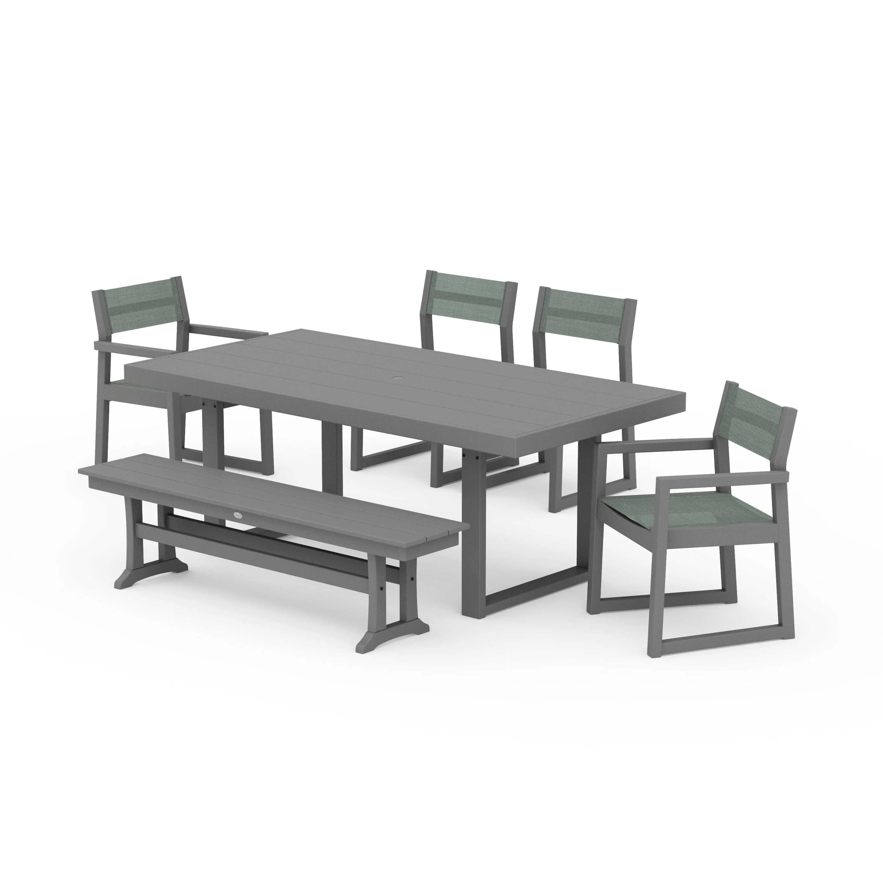 EDGE Sling 6-Piece Dining Set with Bench - Image 70