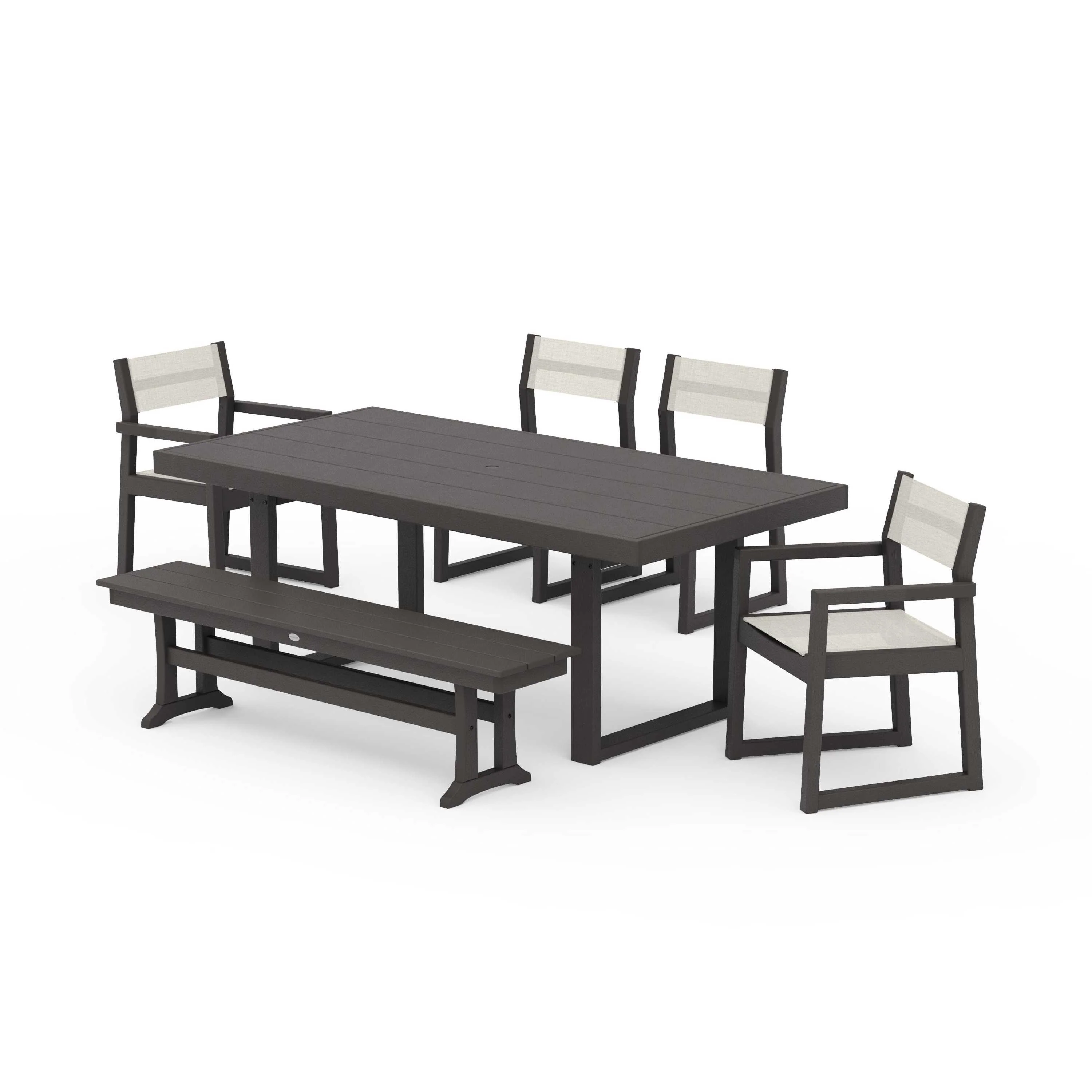 EDGE Sling 6-Piece Dining Set with Bench - Image 79