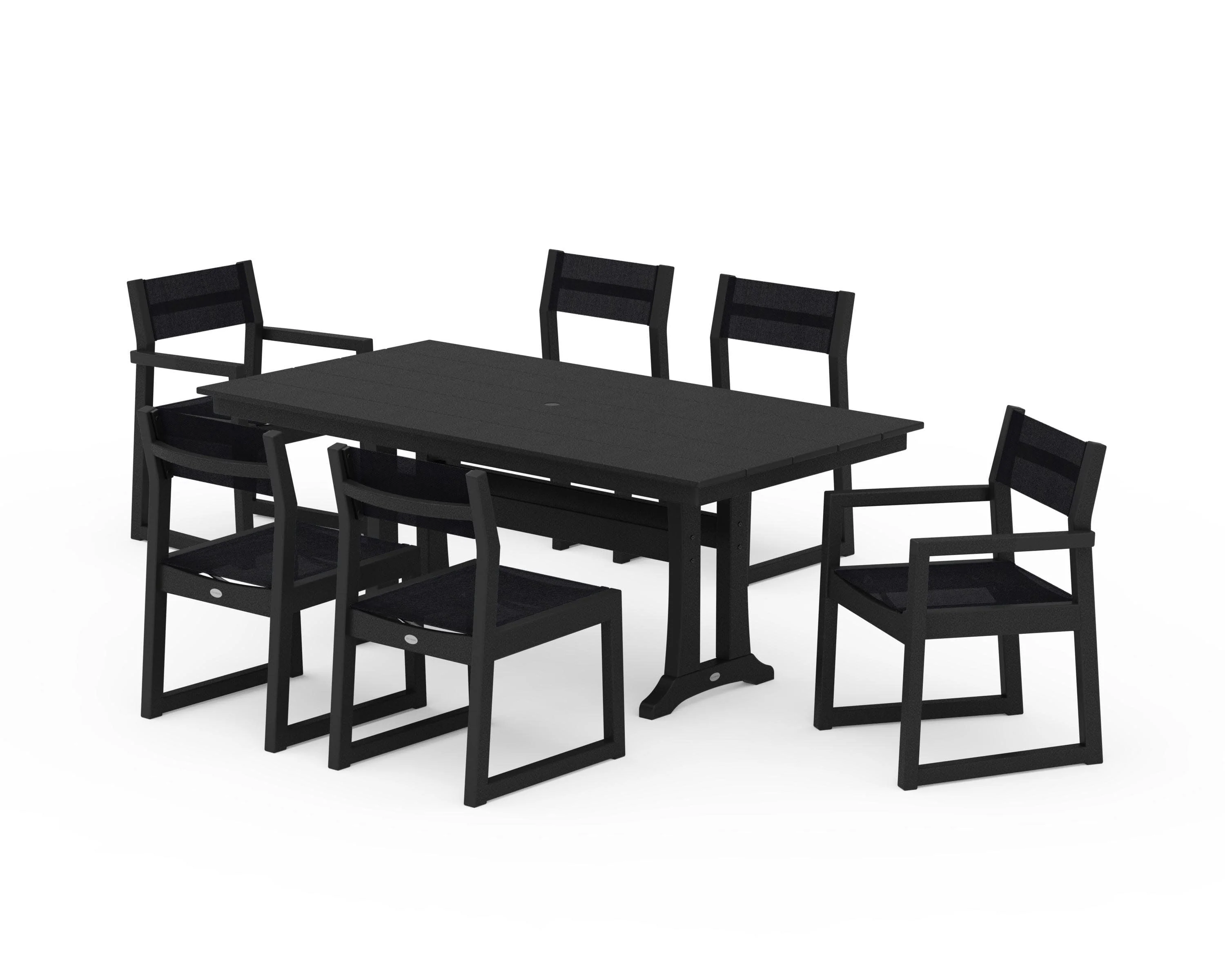 EDGE Sling 7-Piece Farmhouse Trestle Dining Set - Image 10