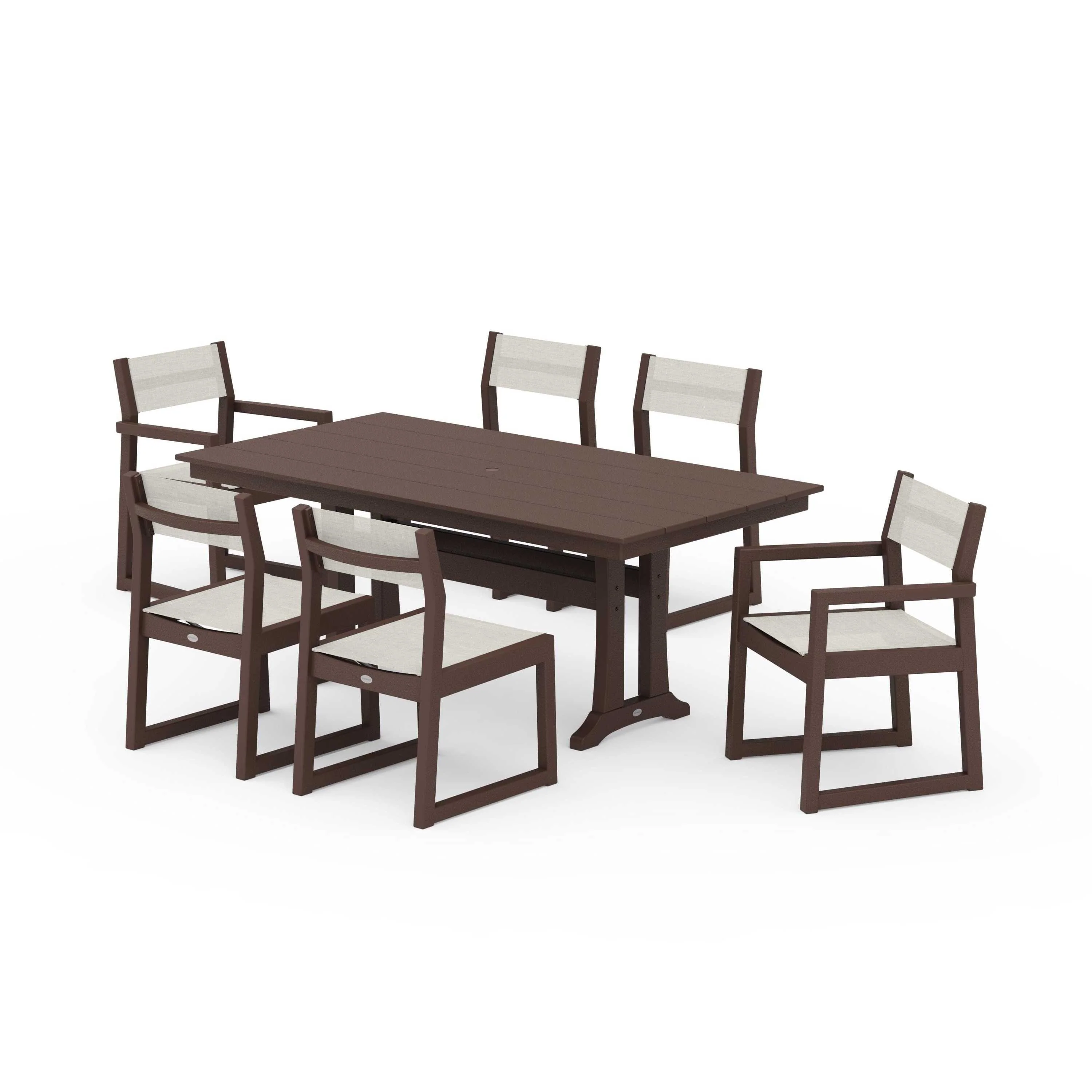 EDGE Sling 7-Piece Farmhouse Trestle Dining Set - Image 112