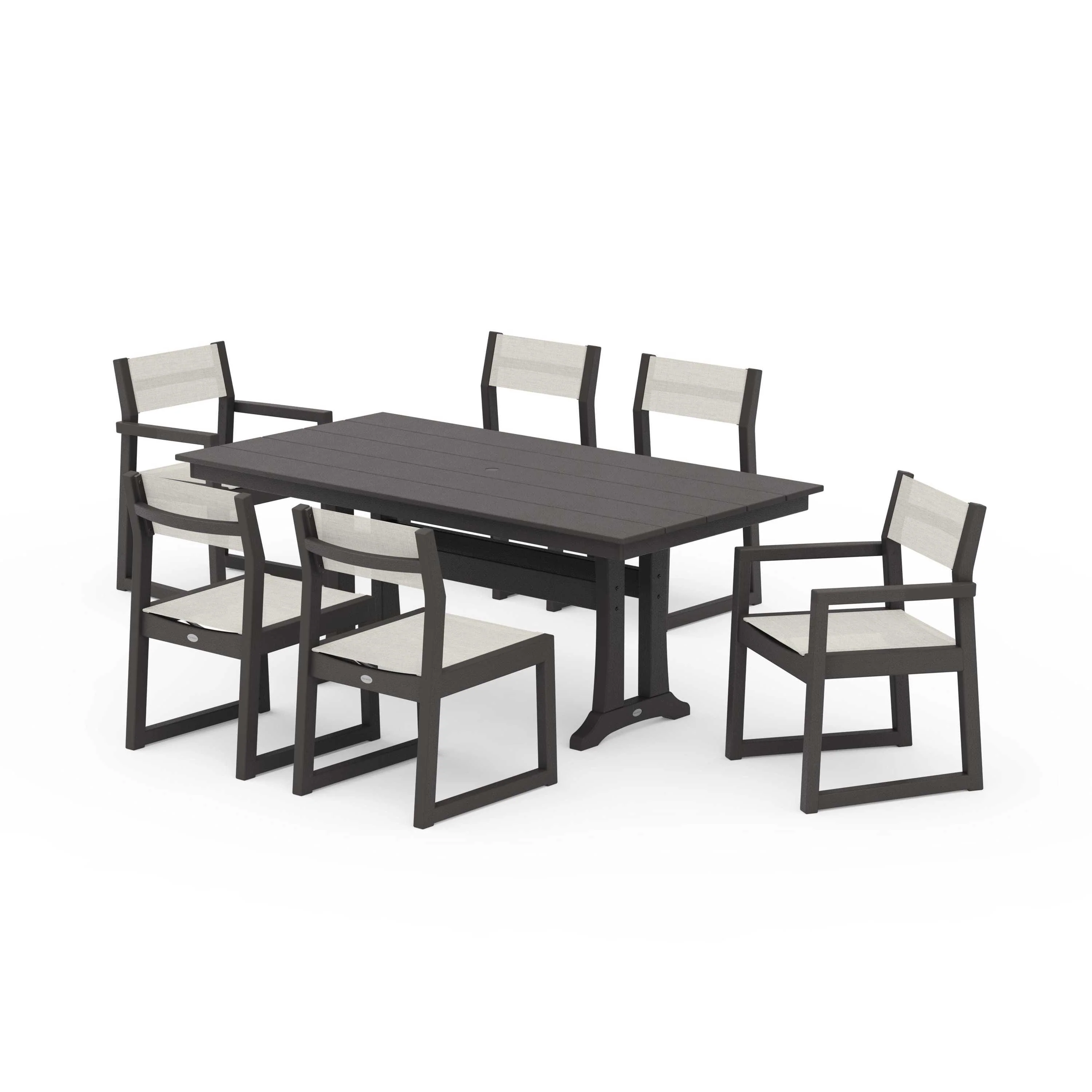 EDGE Sling 7-Piece Farmhouse Trestle Dining Set - Image 114