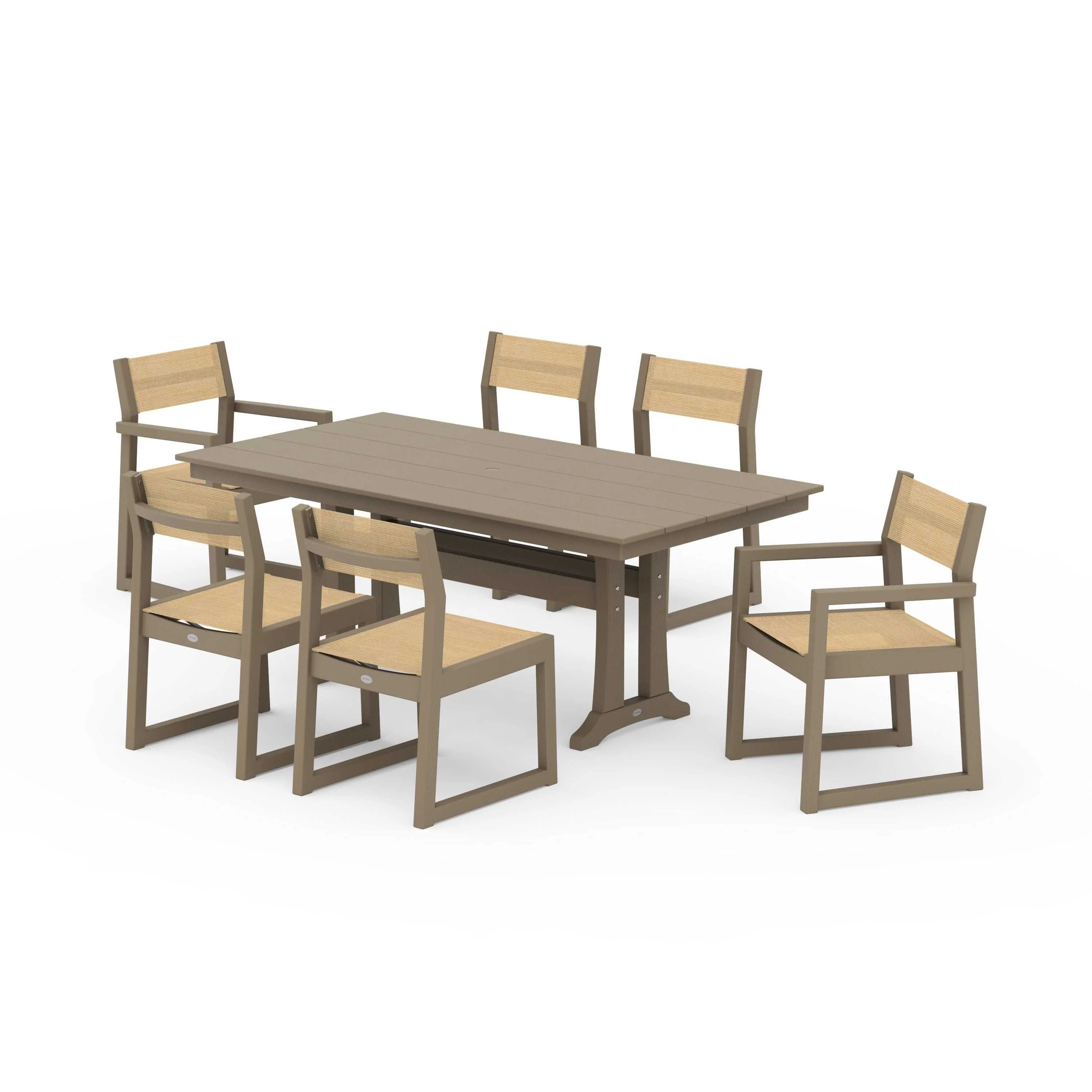 EDGE Sling 7-Piece Farmhouse Trestle Dining Set - Image 115
