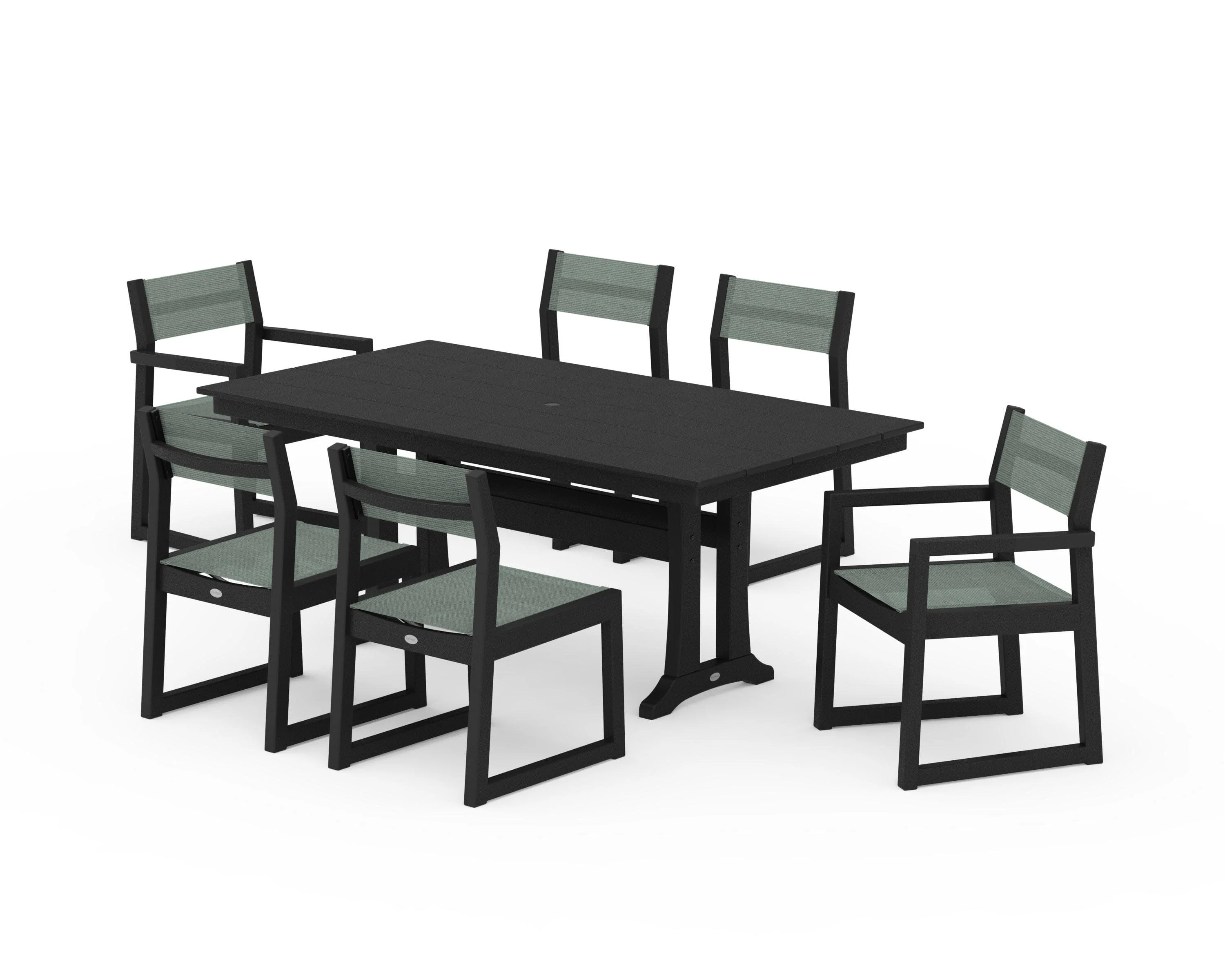 EDGE Sling 7-Piece Farmhouse Trestle Dining Set - Image 12