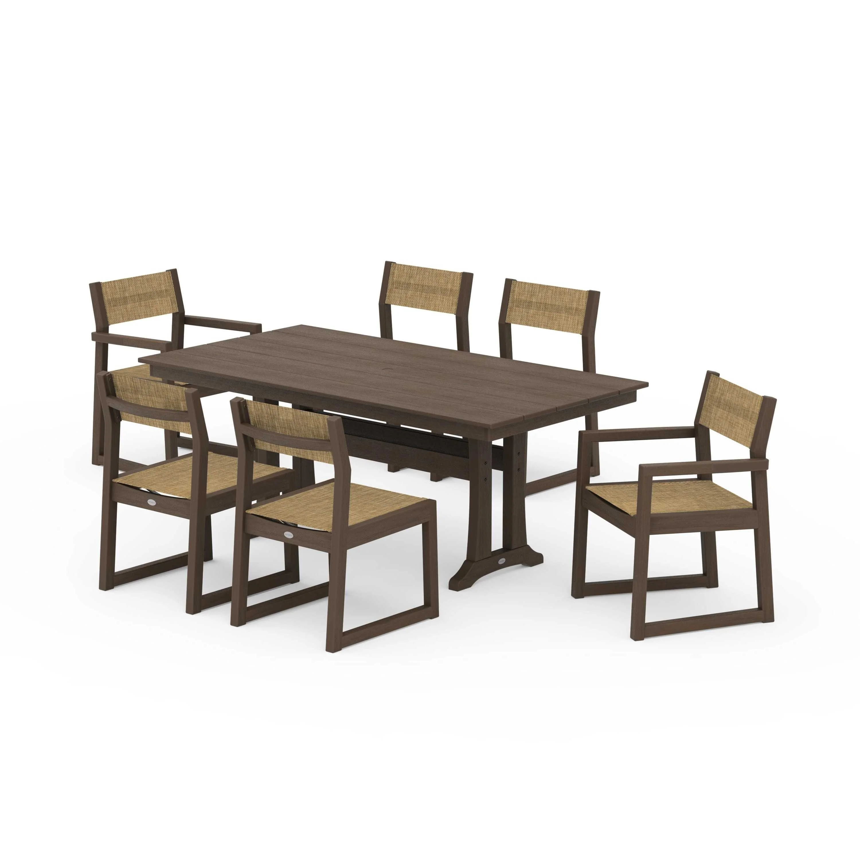 EDGE Sling 7-Piece Farmhouse Trestle Dining Set - Image 121