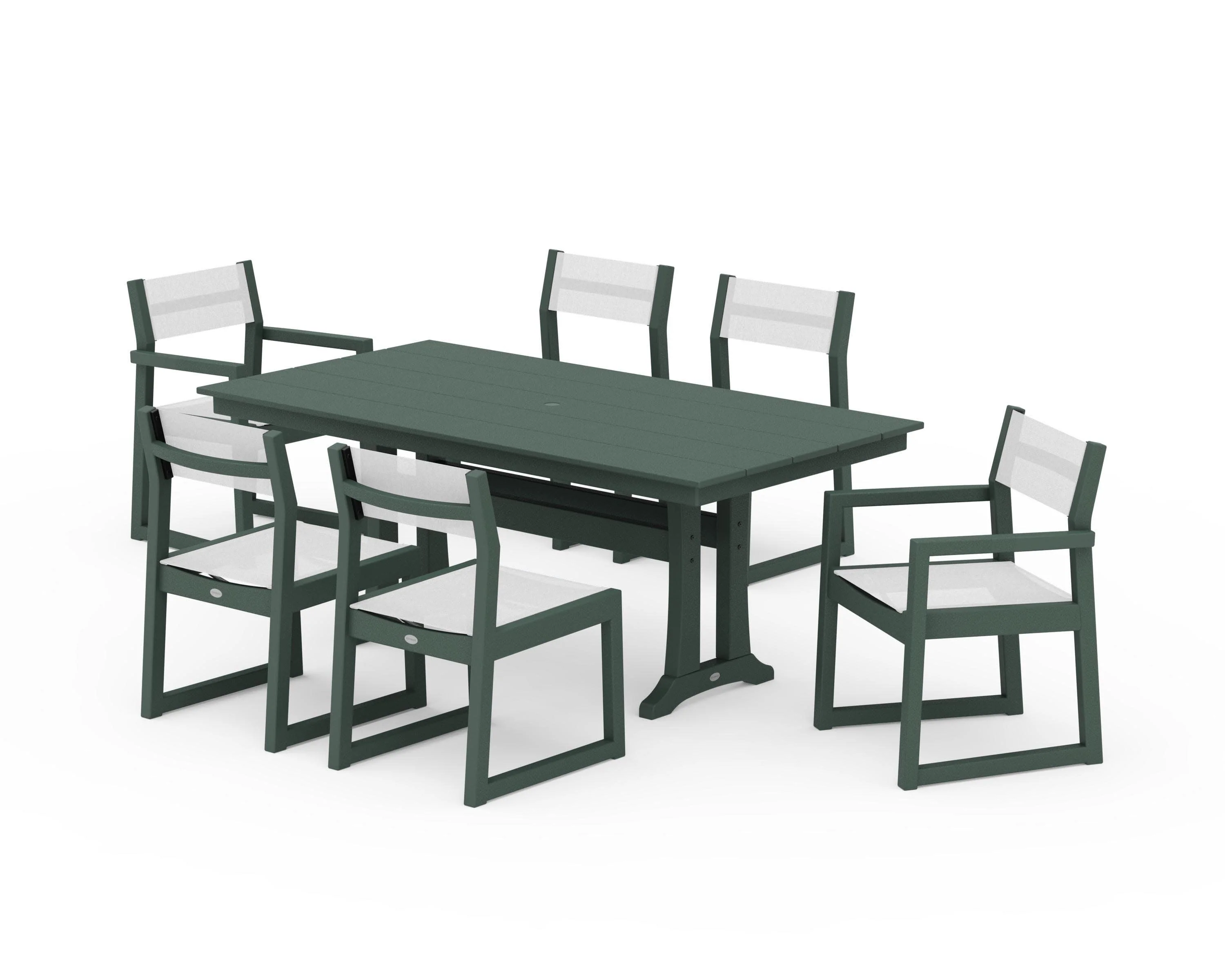 EDGE Sling 7-Piece Farmhouse Trestle Dining Set - Image 13