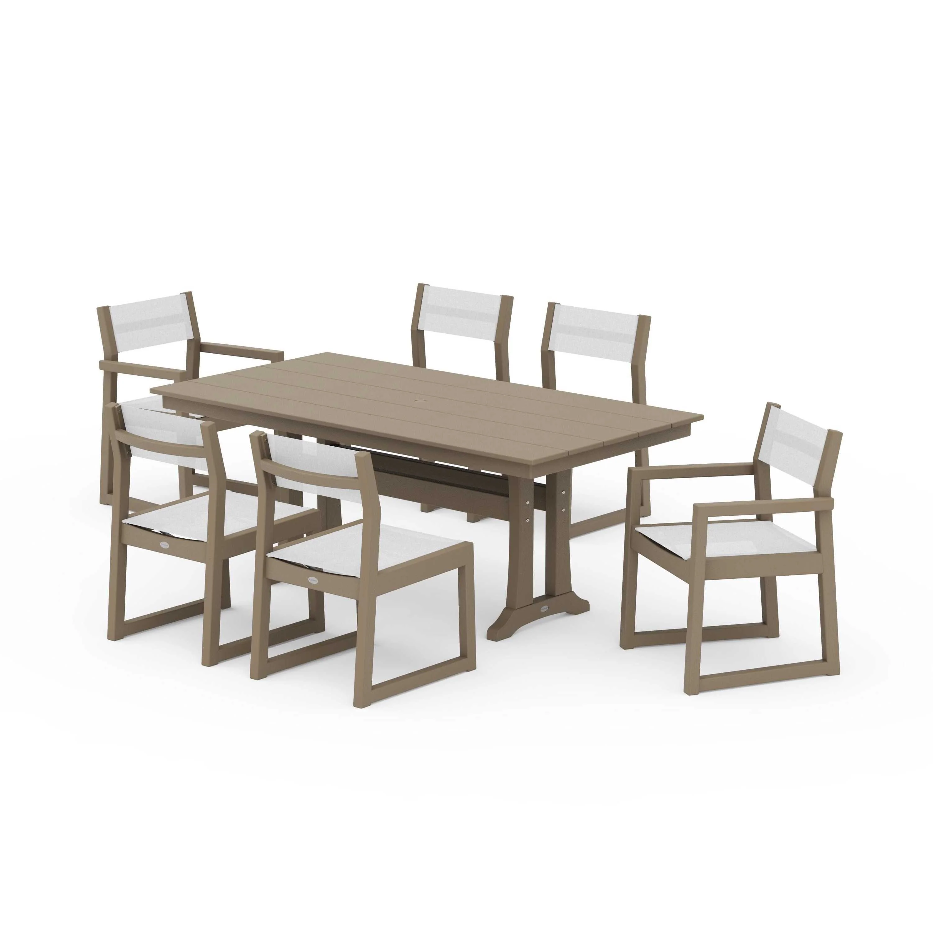 EDGE Sling 7-Piece Farmhouse Trestle Dining Set - Image 130