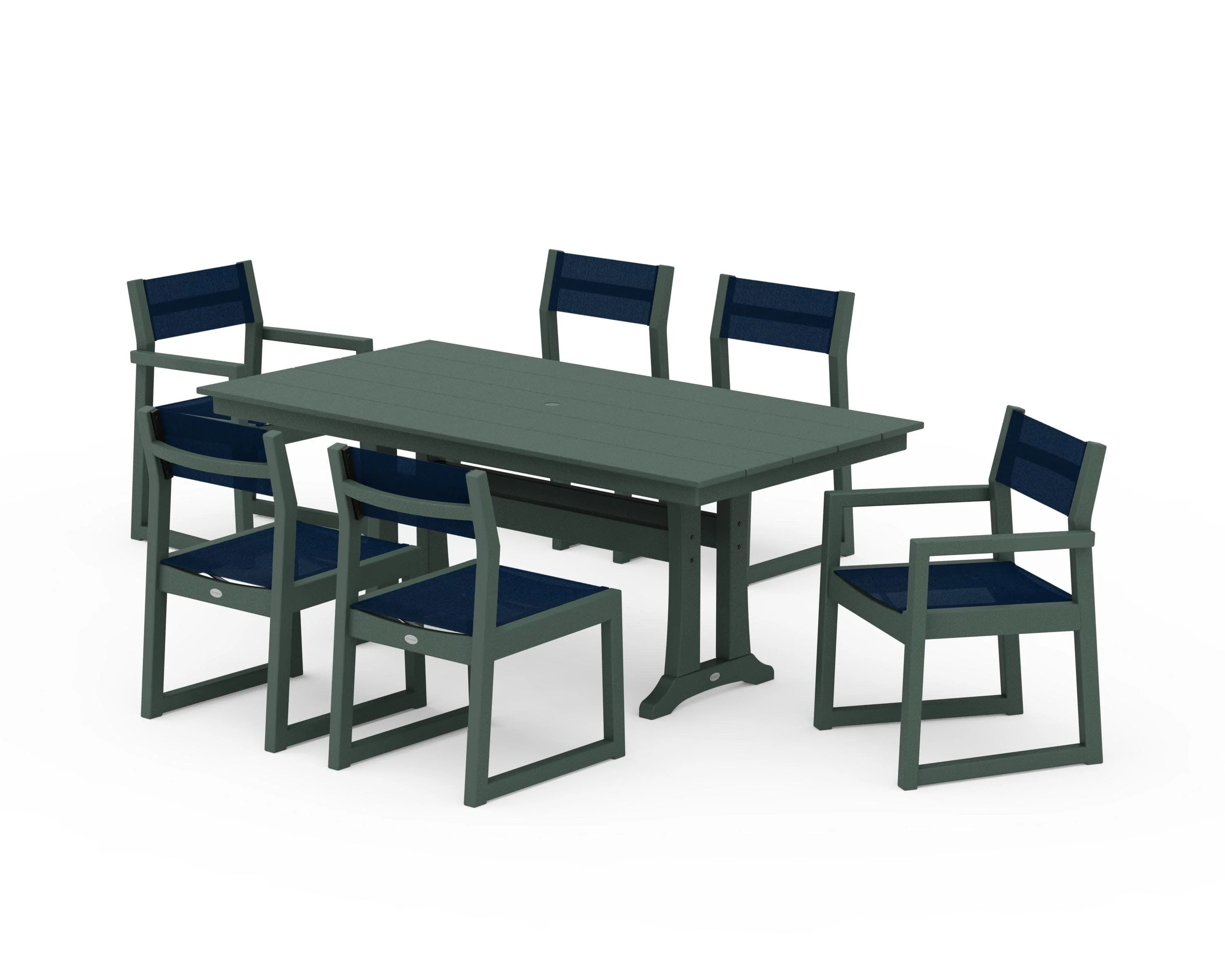 EDGE Sling 7-Piece Farmhouse Trestle Dining Set - Image 14
