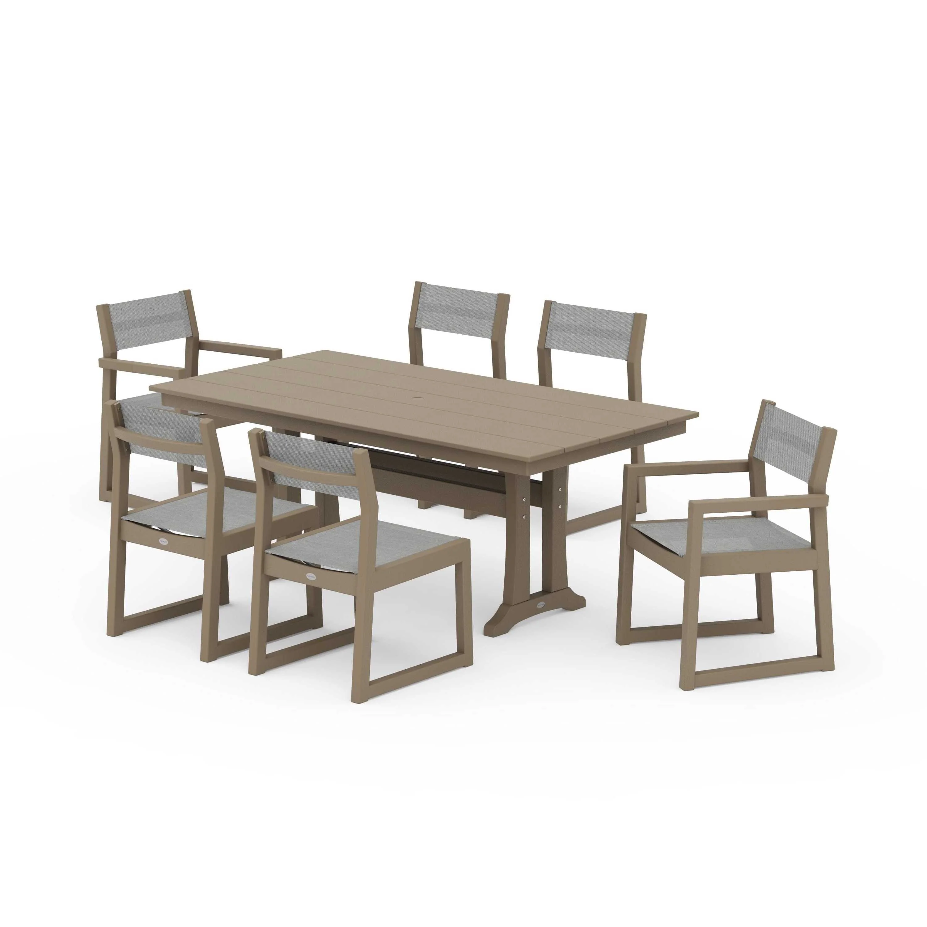EDGE Sling 7-Piece Farmhouse Trestle Dining Set - Image 141