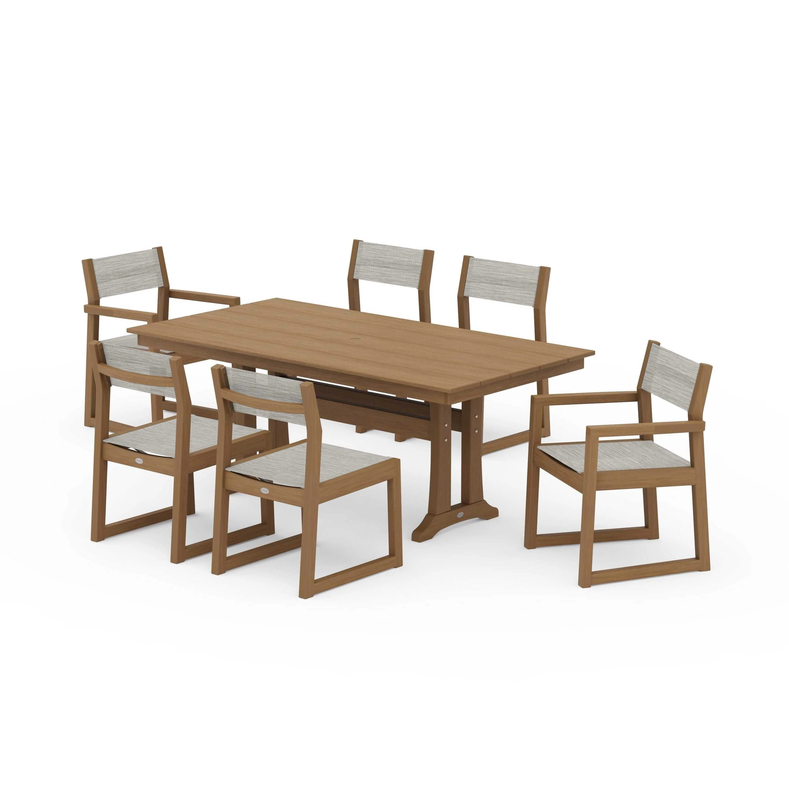 EDGE Sling 7-Piece Farmhouse Trestle Dining Set - Image 143