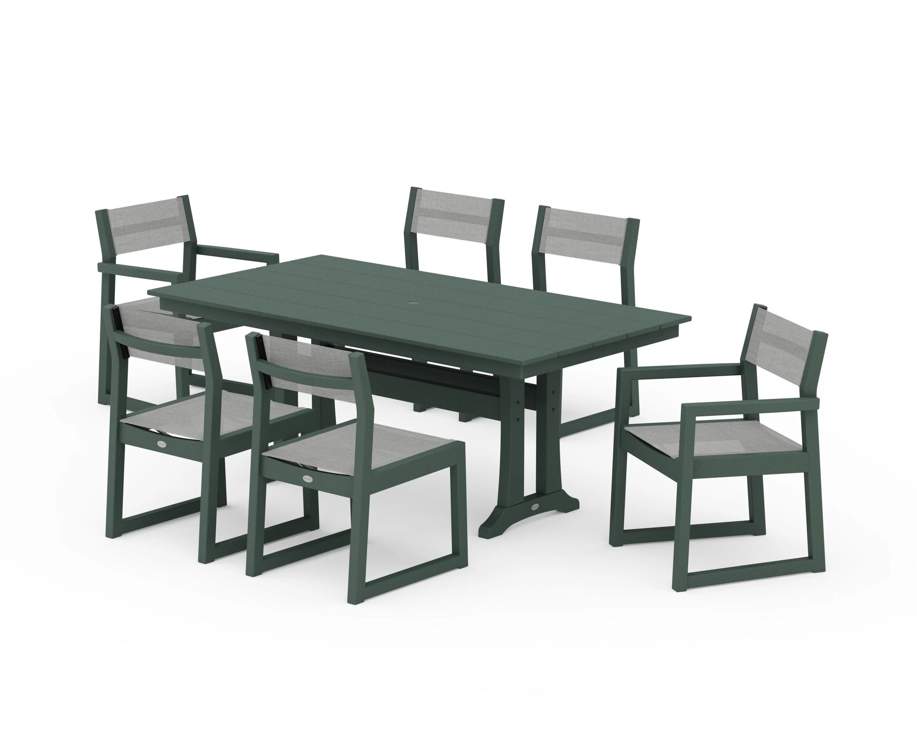 EDGE Sling 7-Piece Farmhouse Trestle Dining Set - Image 15