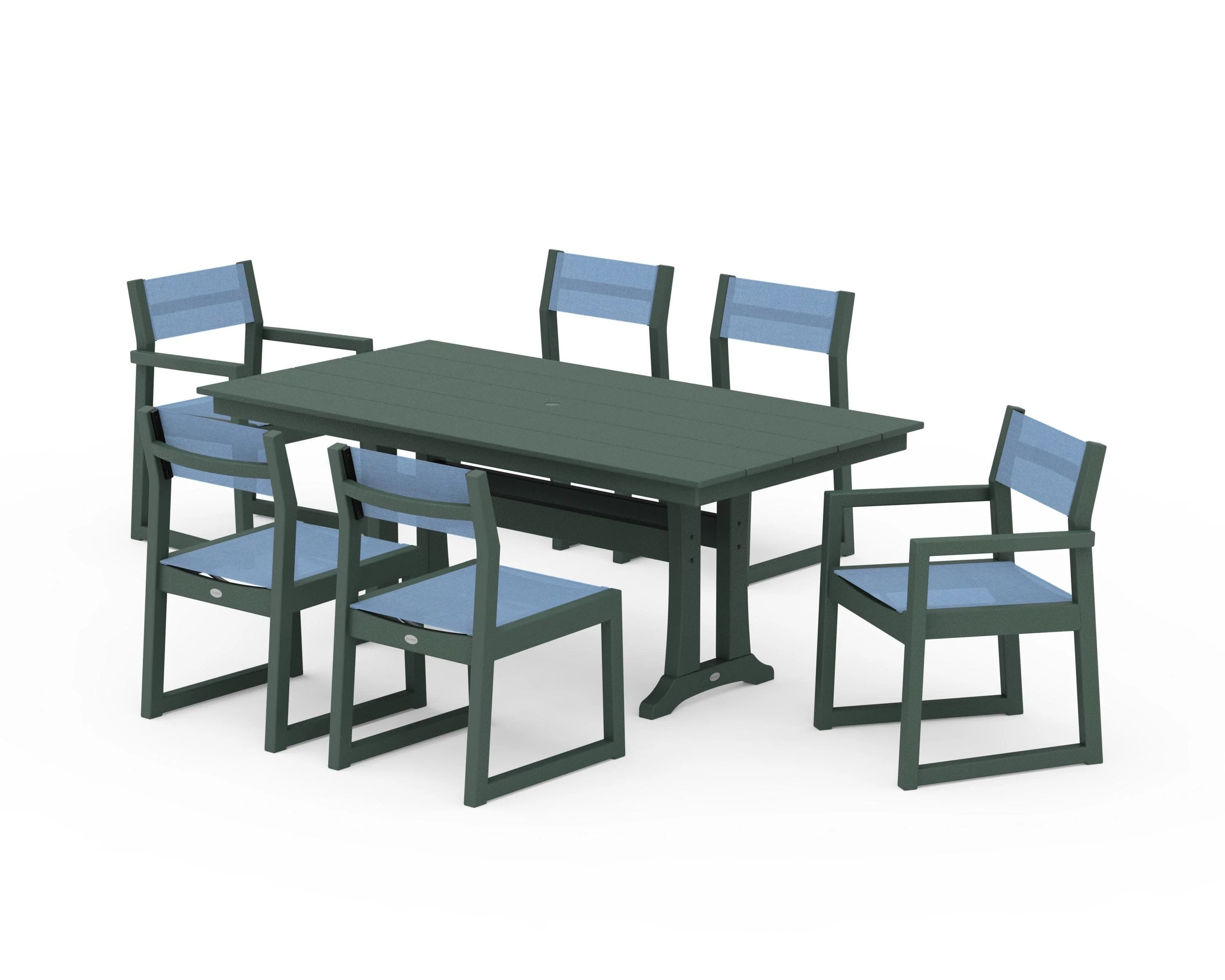 EDGE Sling 7-Piece Farmhouse Trestle Dining Set - Image 16
