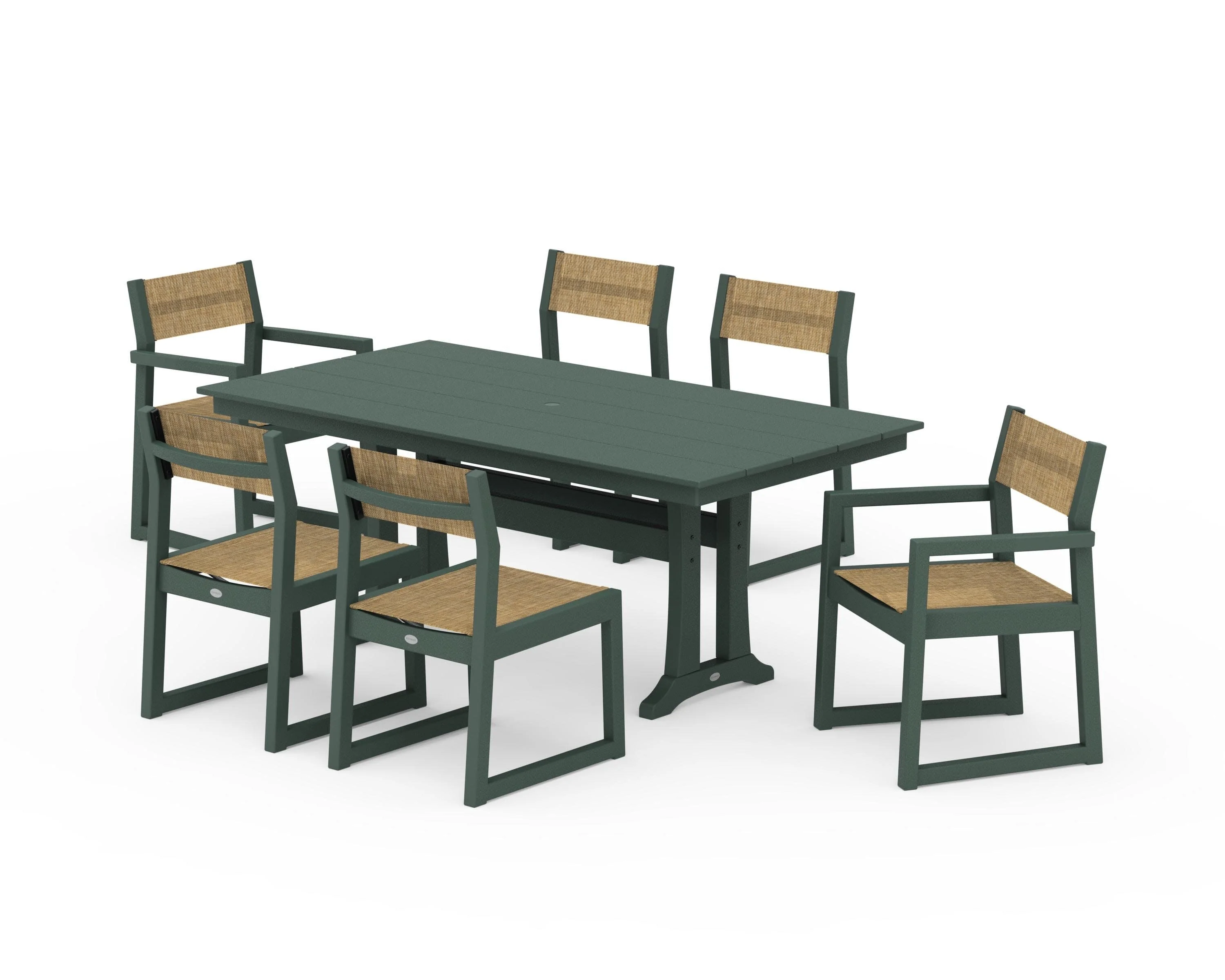 EDGE Sling 7-Piece Farmhouse Trestle Dining Set - Image 17