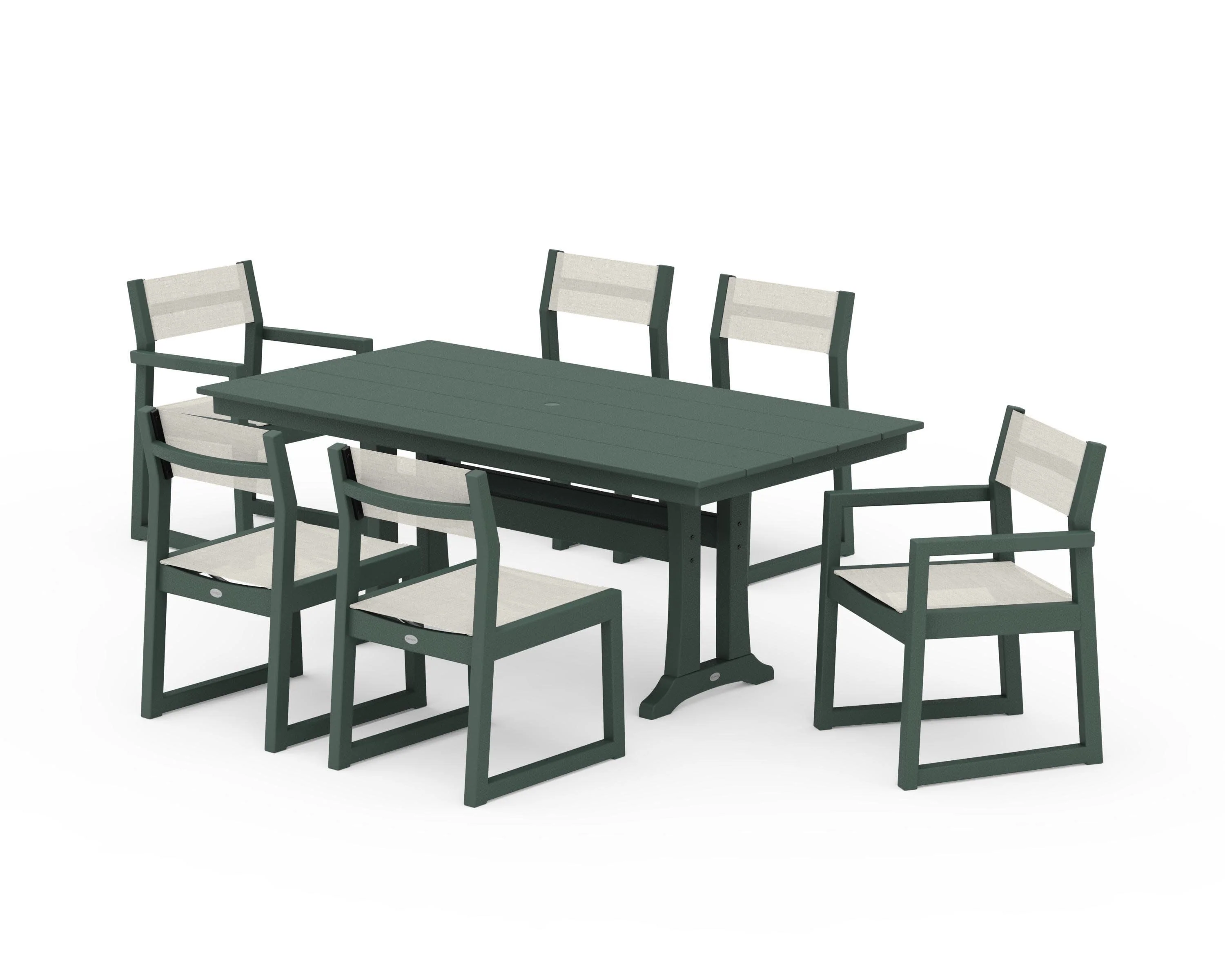 EDGE Sling 7-Piece Farmhouse Trestle Dining Set - Image 18