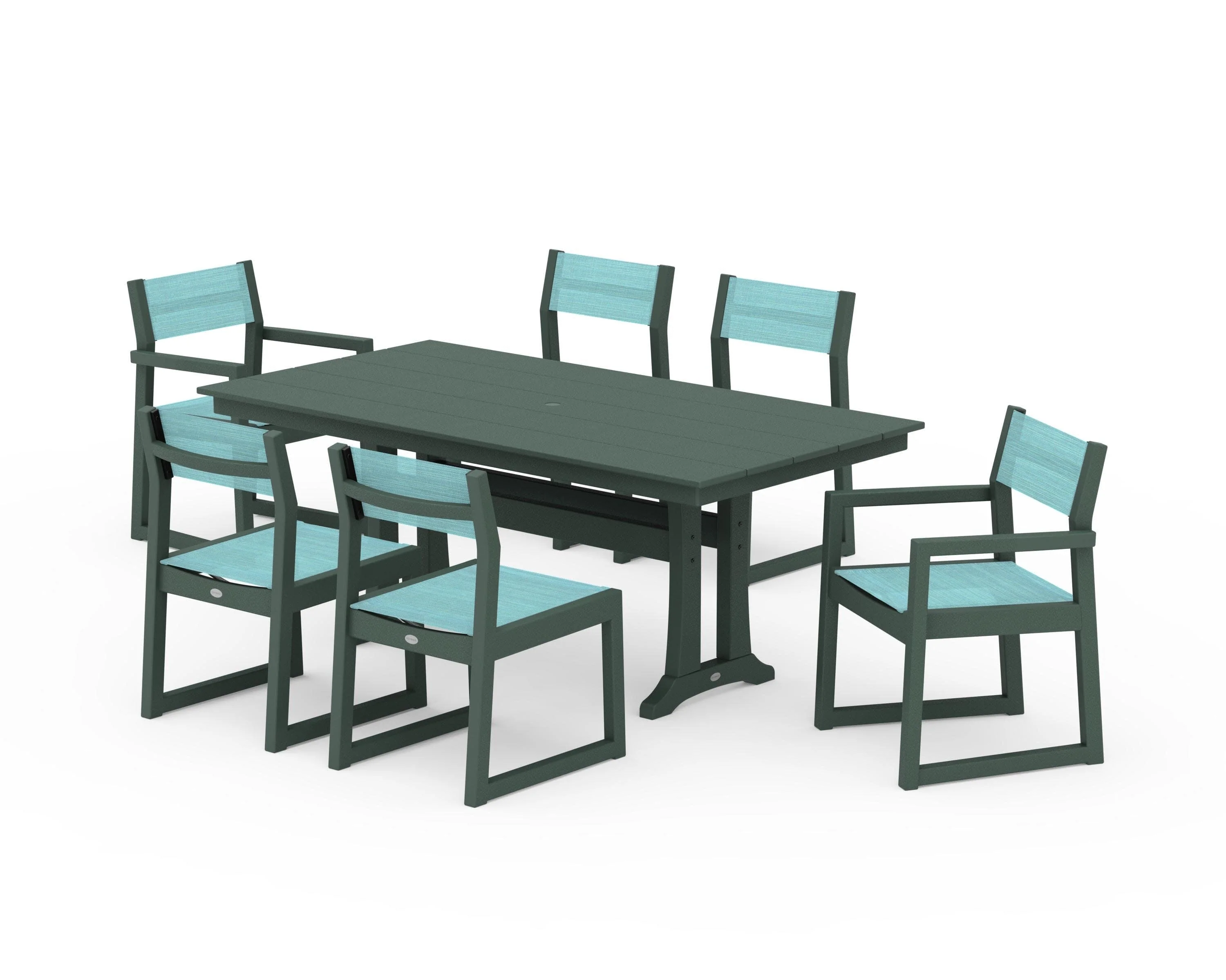 EDGE Sling 7-Piece Farmhouse Trestle Dining Set - Image 20