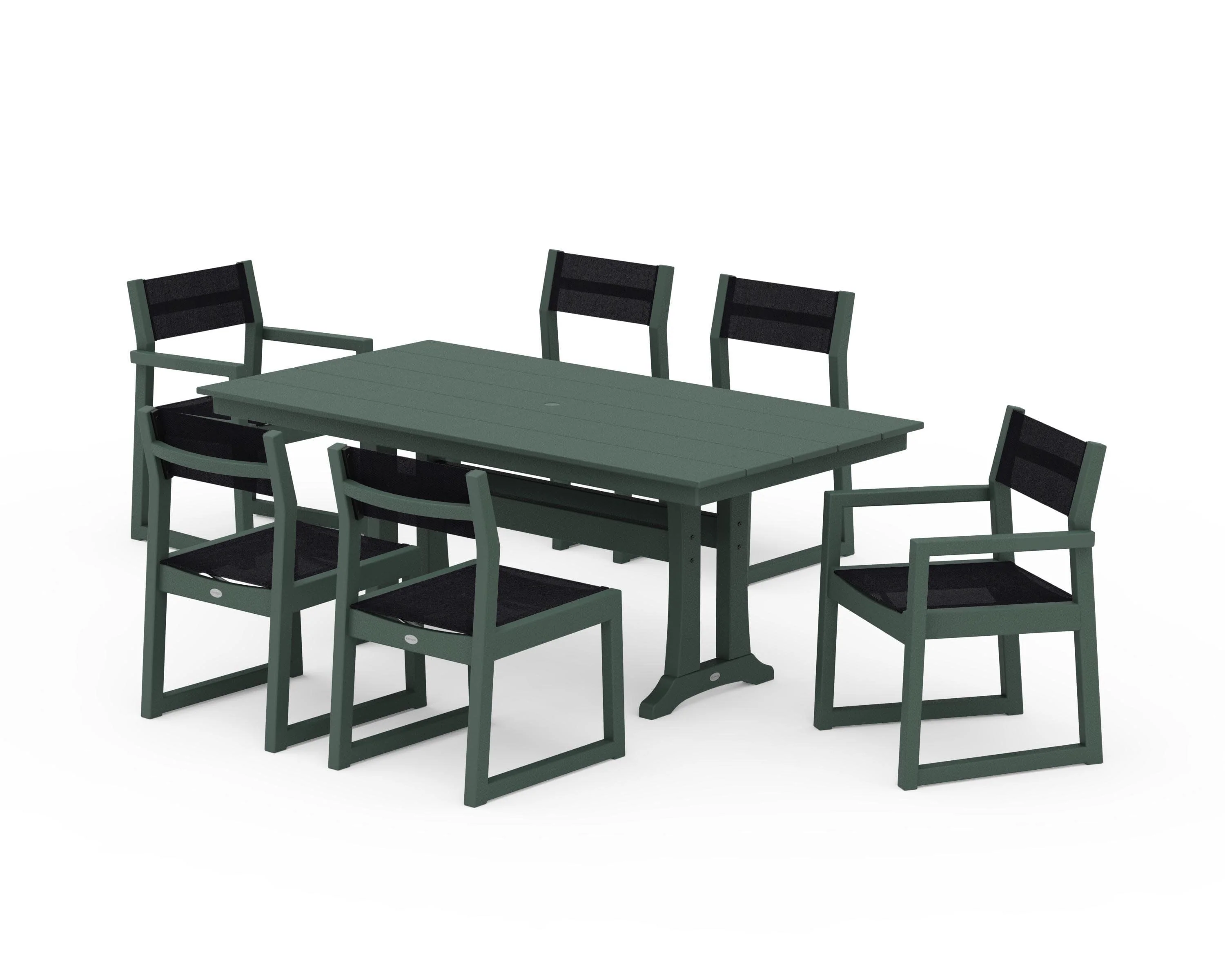 EDGE Sling 7-Piece Farmhouse Trestle Dining Set - Image 21