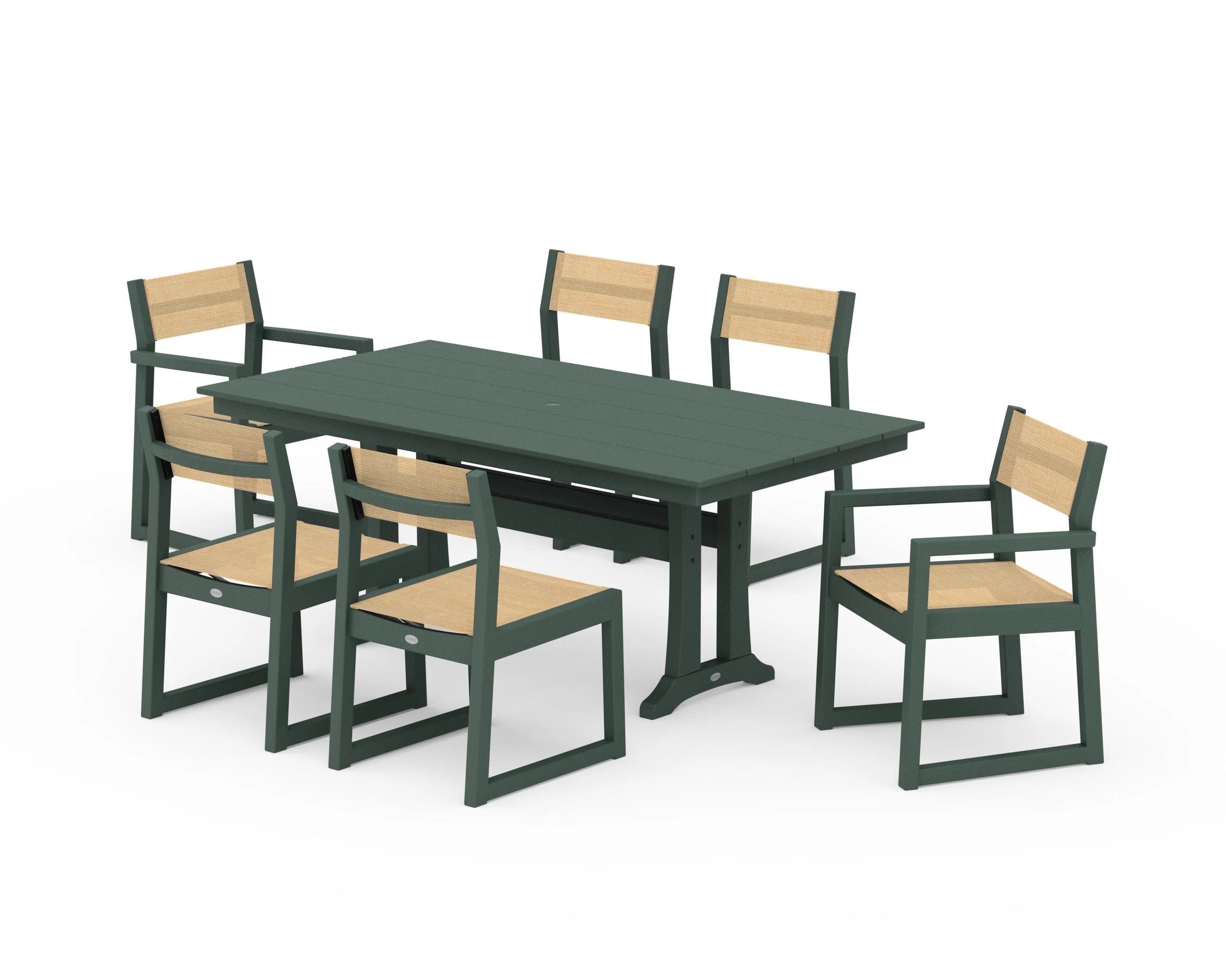 EDGE Sling 7-Piece Farmhouse Trestle Dining Set - Image 22