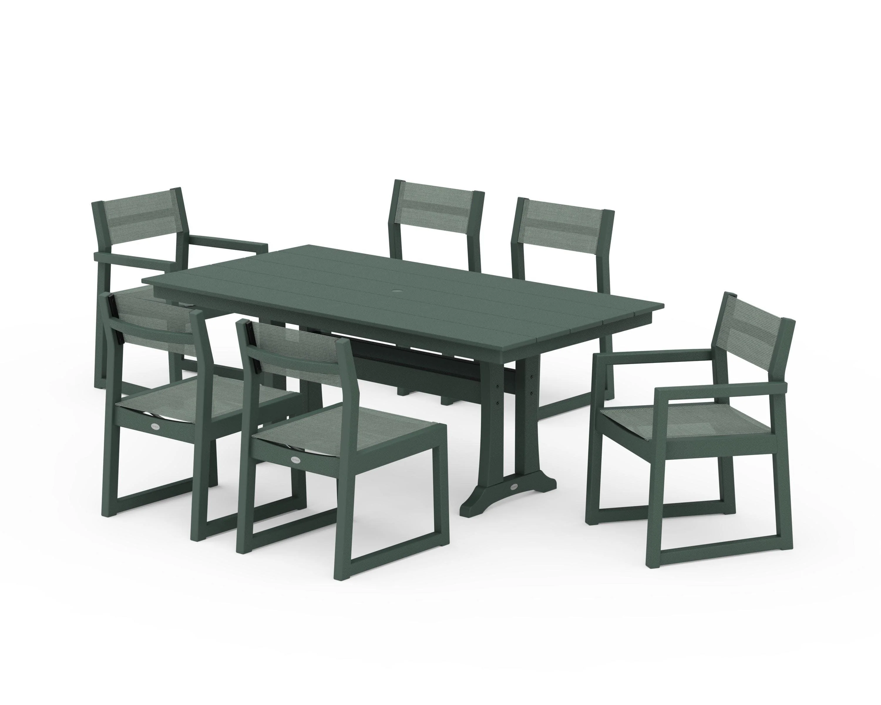 EDGE Sling 7-Piece Farmhouse Trestle Dining Set - Image 23
