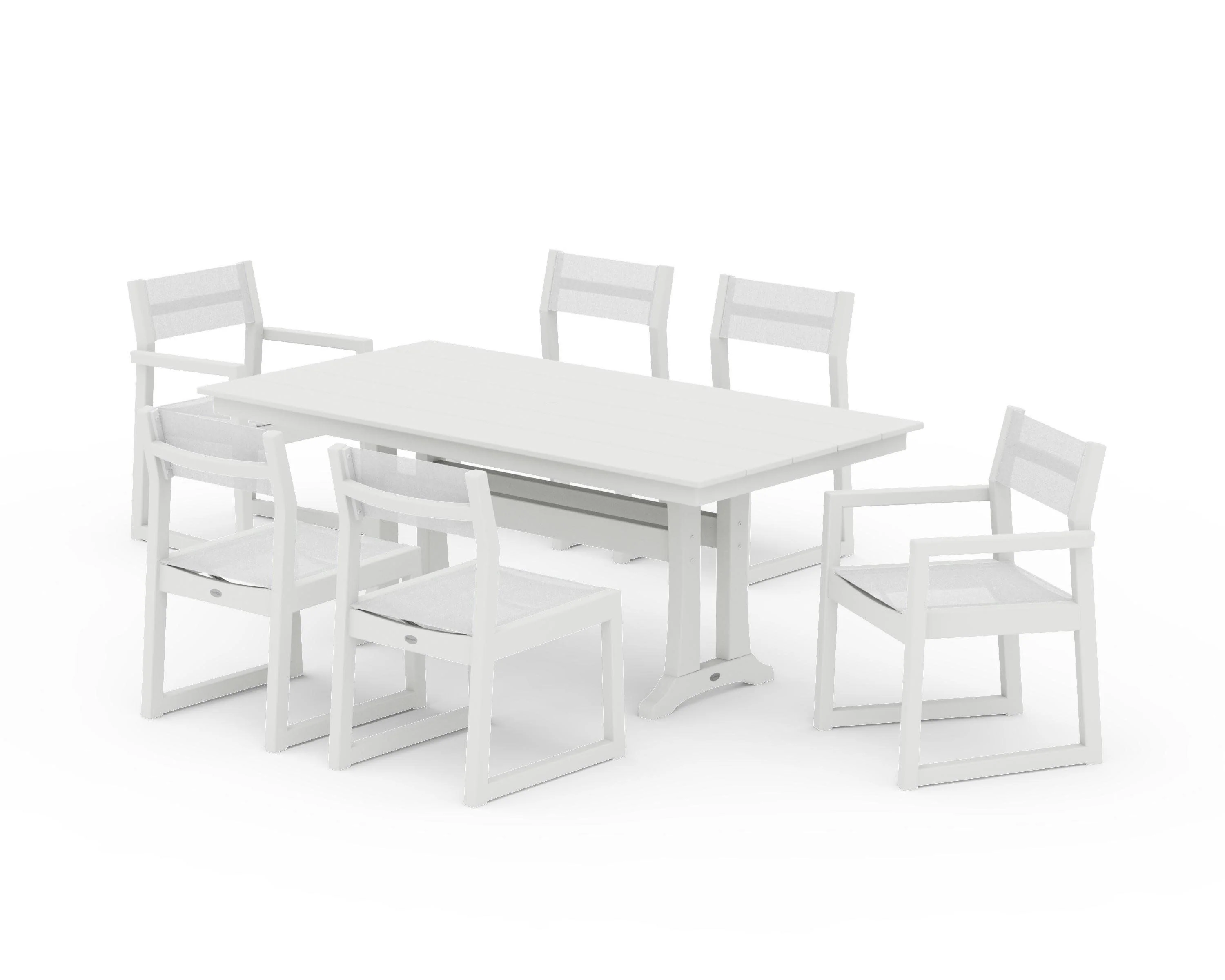 EDGE Sling 7-Piece Farmhouse Trestle Dining Set - Image 24