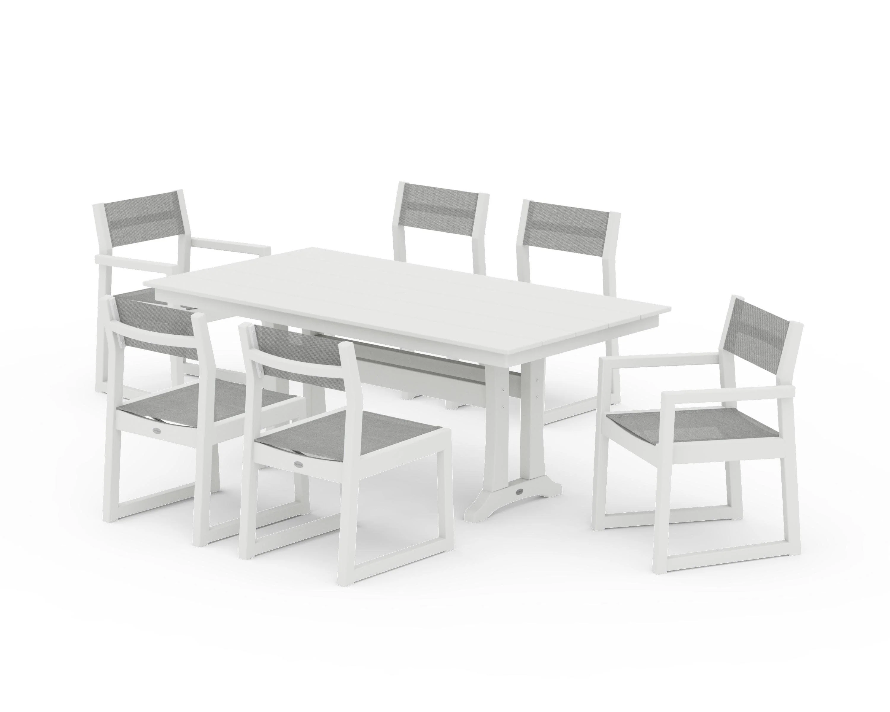 EDGE Sling 7-Piece Farmhouse Trestle Dining Set - Image 26