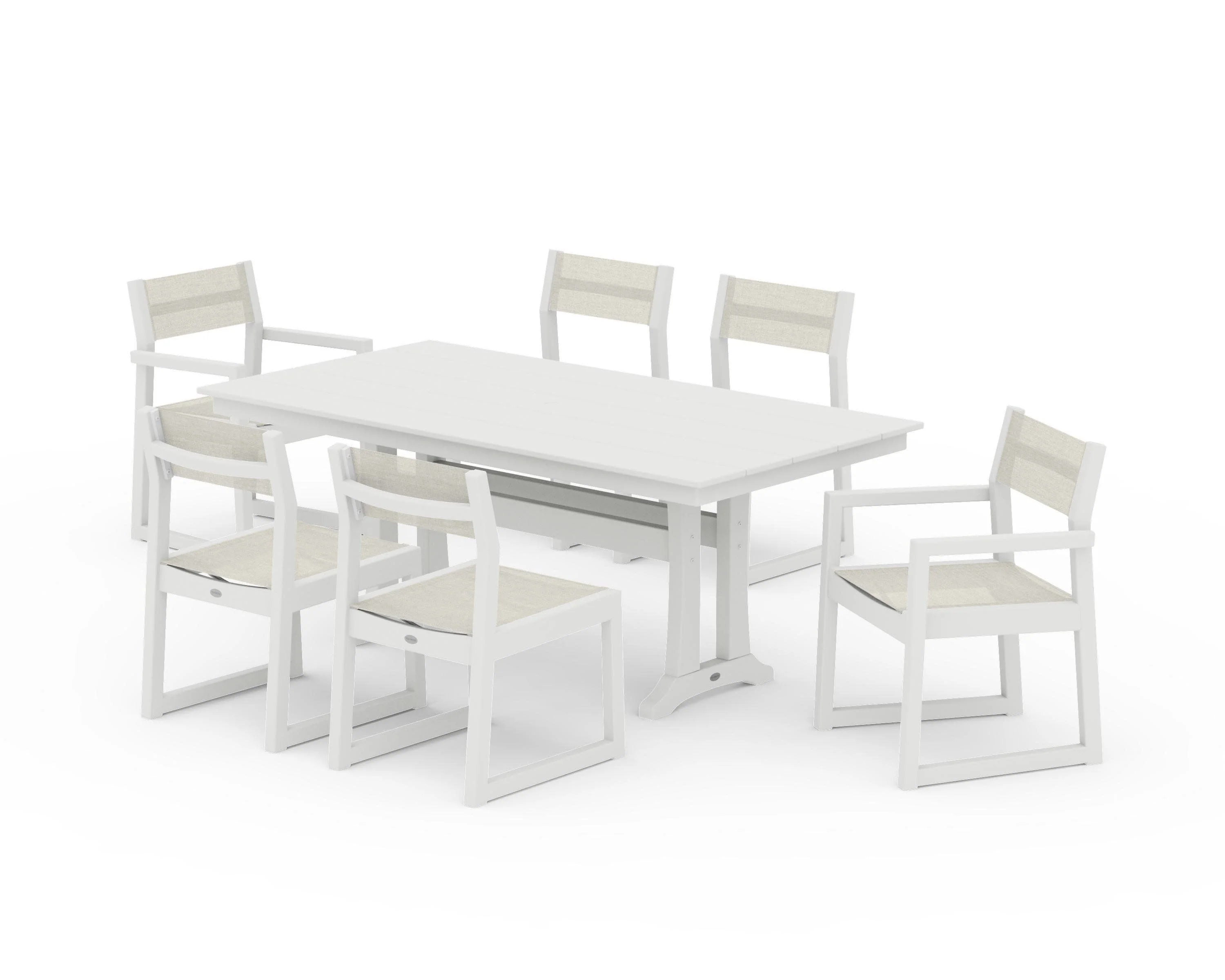 EDGE Sling 7-Piece Farmhouse Trestle Dining Set - Image 29