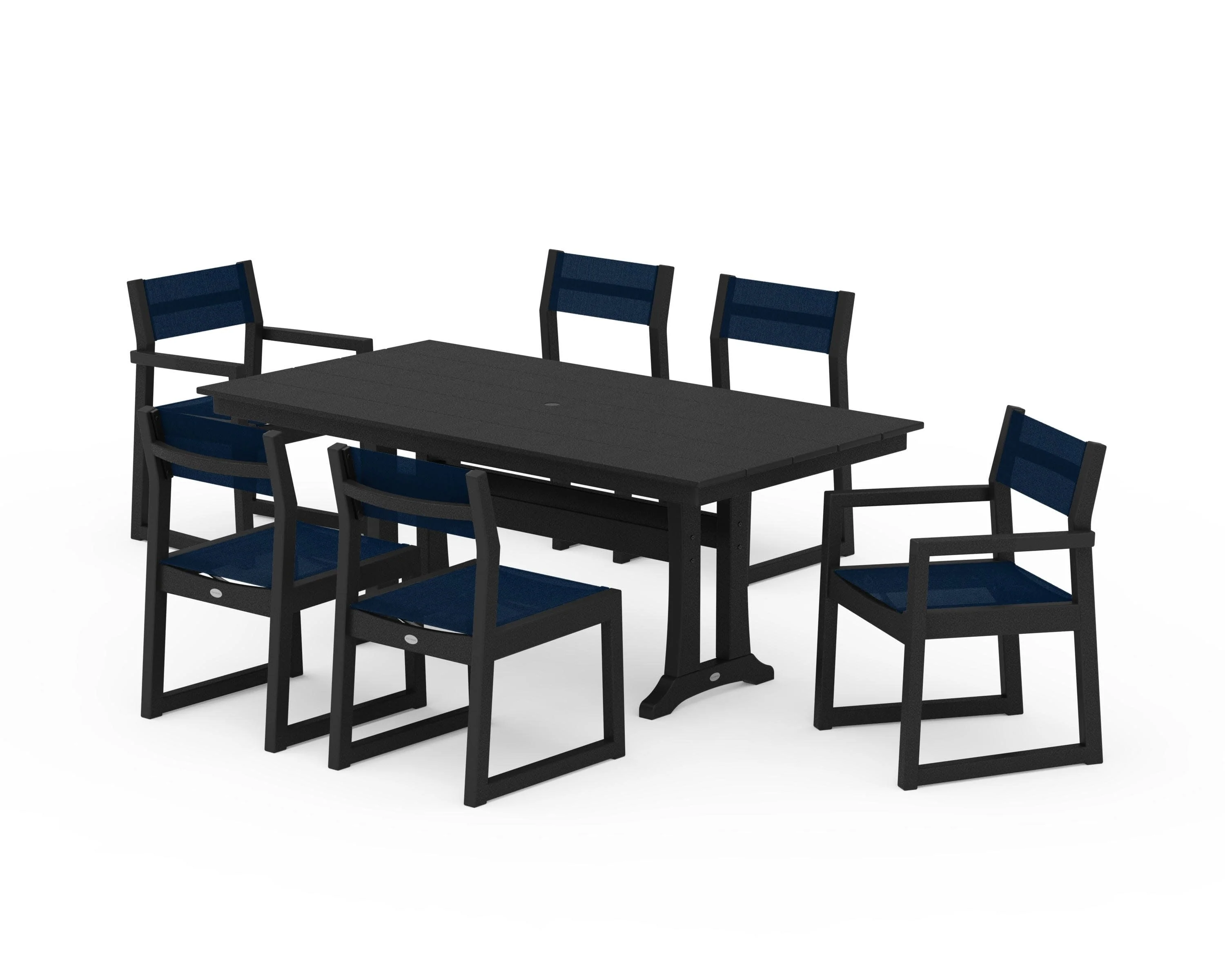 EDGE Sling 7-Piece Farmhouse Trestle Dining Set - Image 3