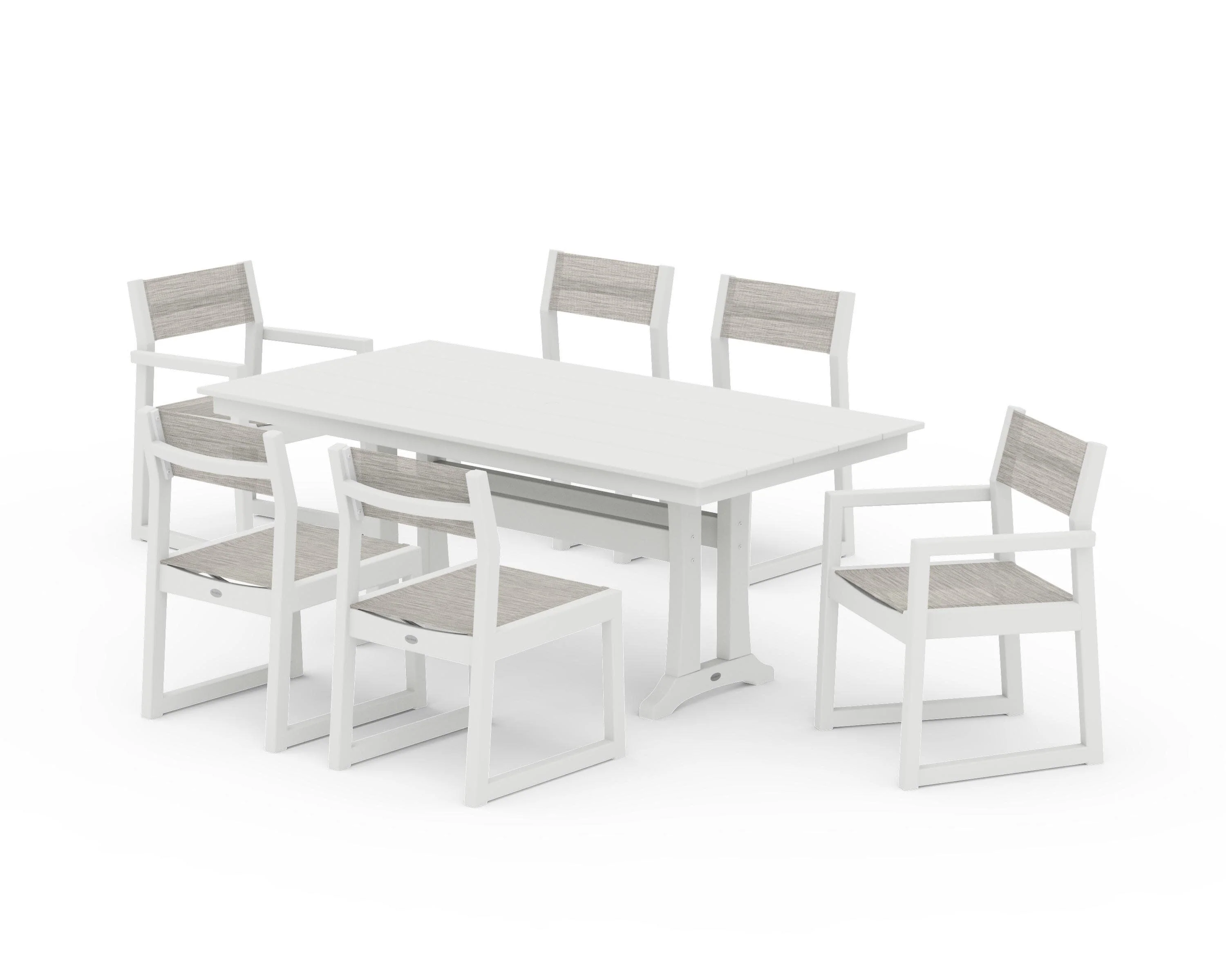 EDGE Sling 7-Piece Farmhouse Trestle Dining Set - Image 30