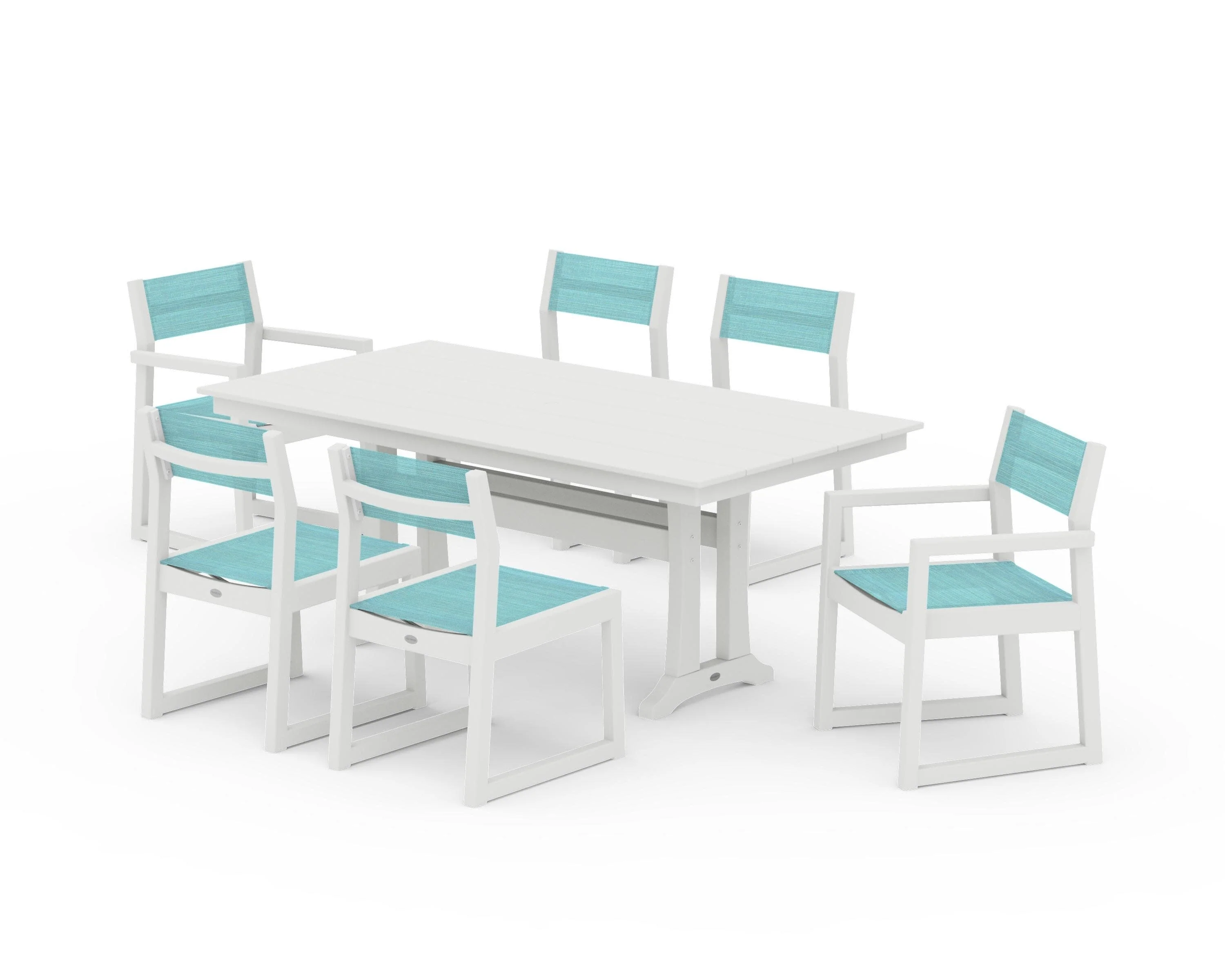 EDGE Sling 7-Piece Farmhouse Trestle Dining Set - Image 31