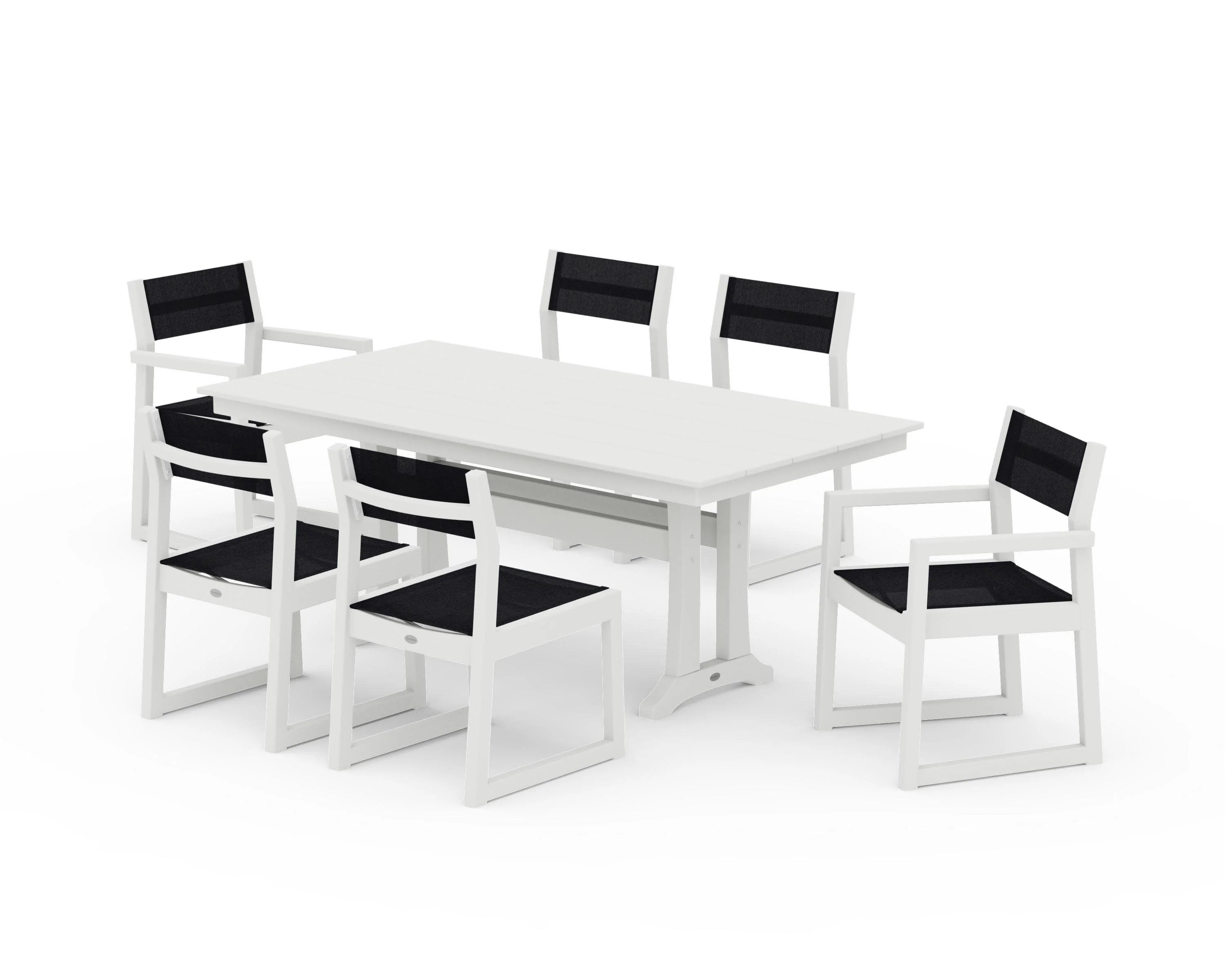 EDGE Sling 7-Piece Farmhouse Trestle Dining Set - Image 32