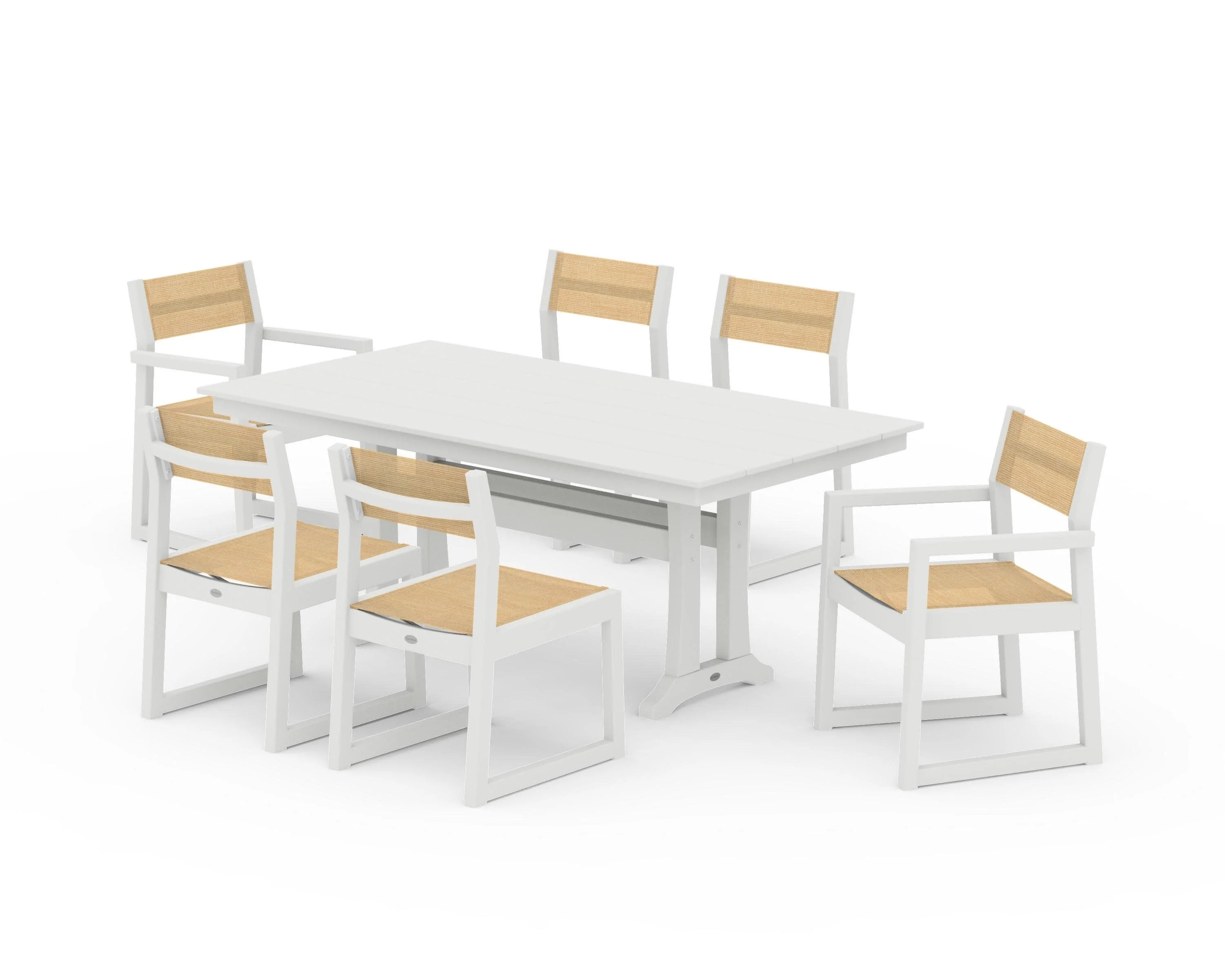 EDGE Sling 7-Piece Farmhouse Trestle Dining Set - Image 33