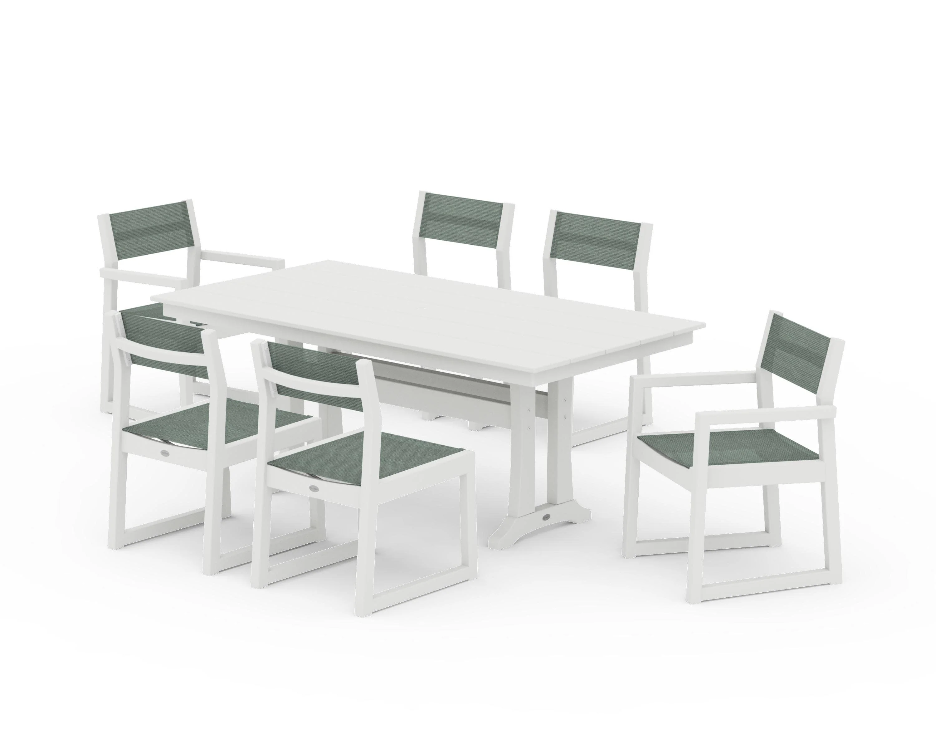 EDGE Sling 7-Piece Farmhouse Trestle Dining Set - Image 34